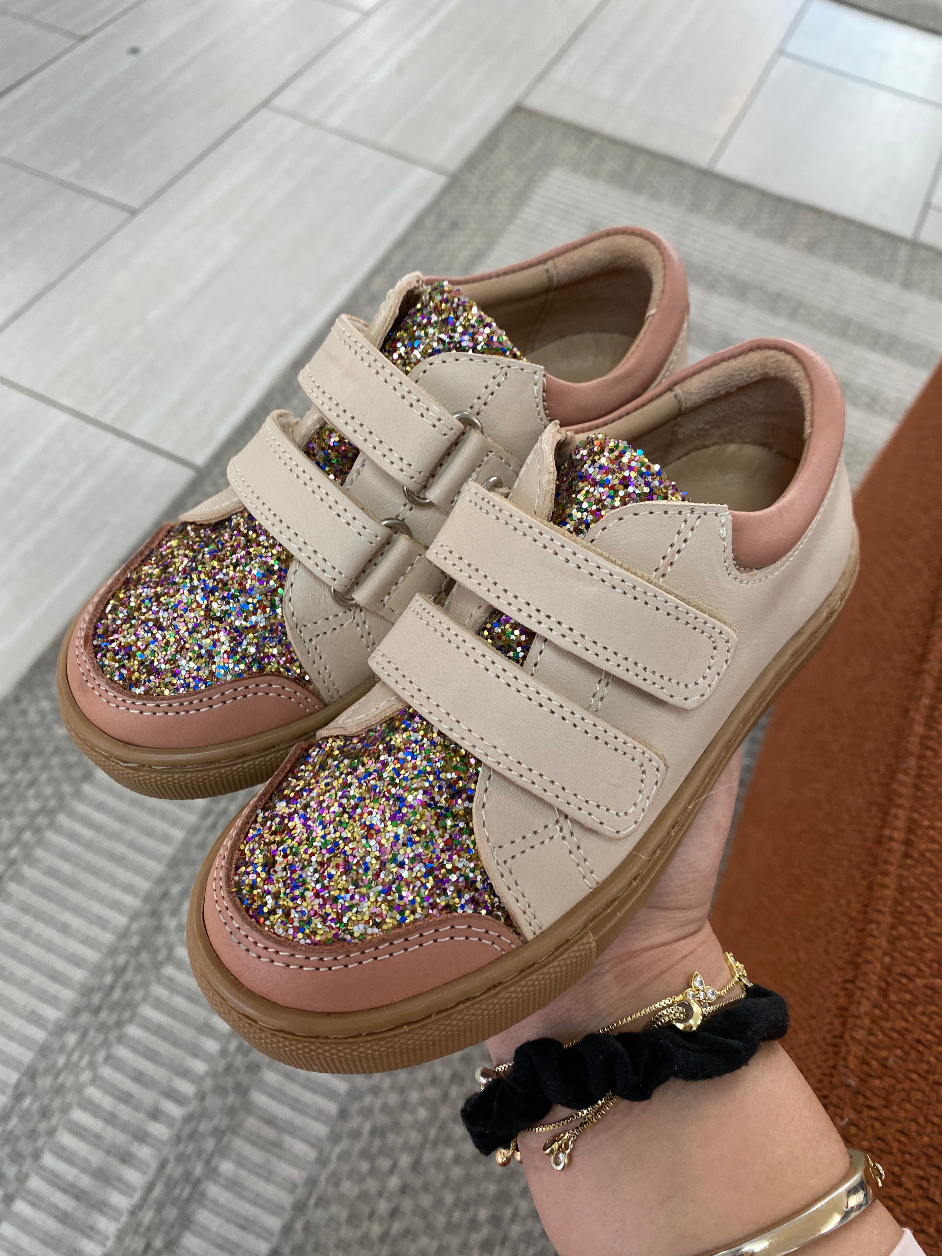 Petit Nord Sparkle Velcro Sneakers for Women - Comfortable Lightweight Walking Shoes with Glitter Details - Perfect for Casual Wear, Running Errands & Everyday Fashion