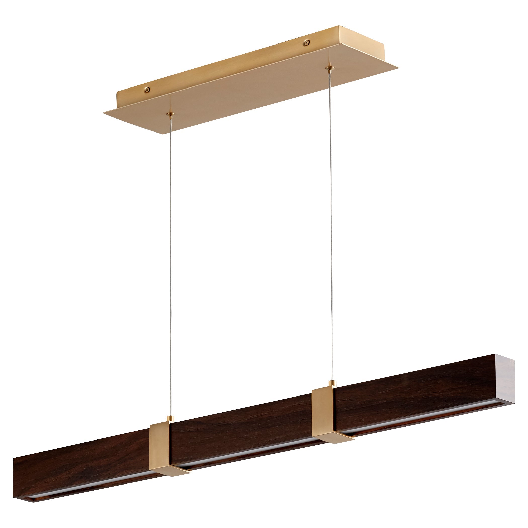 Oxygen Decca 3 36 2440 Modern Pendant Light Fixture in Aged Brass with Walnut Accent - Perfect for Dining Room, Kitchen Island, and Living Room Lighting