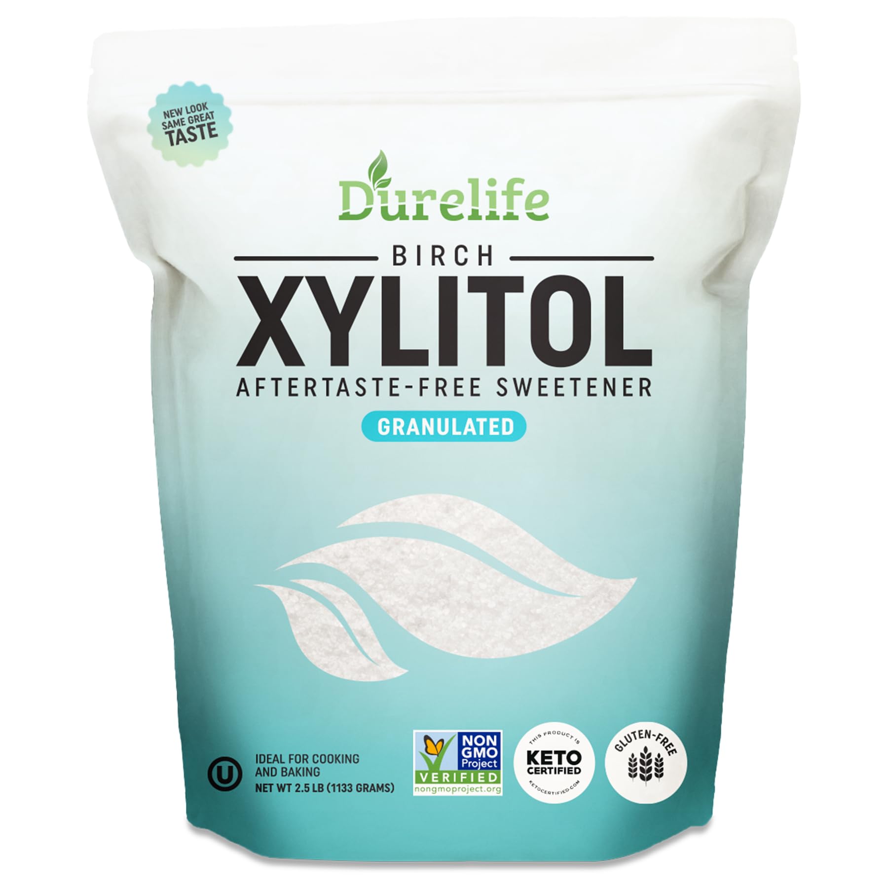 DureLife XYLITOL Sugar Substitute 2.5 LB (40 OZ) - 100% Pure Birch Xylitol, Non-GMO, Gluten-Free, Kosher - Natural Sugar Alternative for Baking, Coffee & Healthy Lifestyle