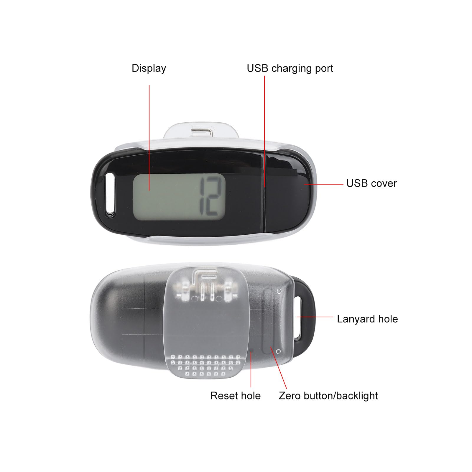 Accurate Pedometer for Walking & Running - Digital Step Counter with Large Display, USB Rechargeable, Clip-On Activity Tracker for Seniors & Adults - Perfect for Fitness Tracking, Weight Loss & Daily Exercise Motivation