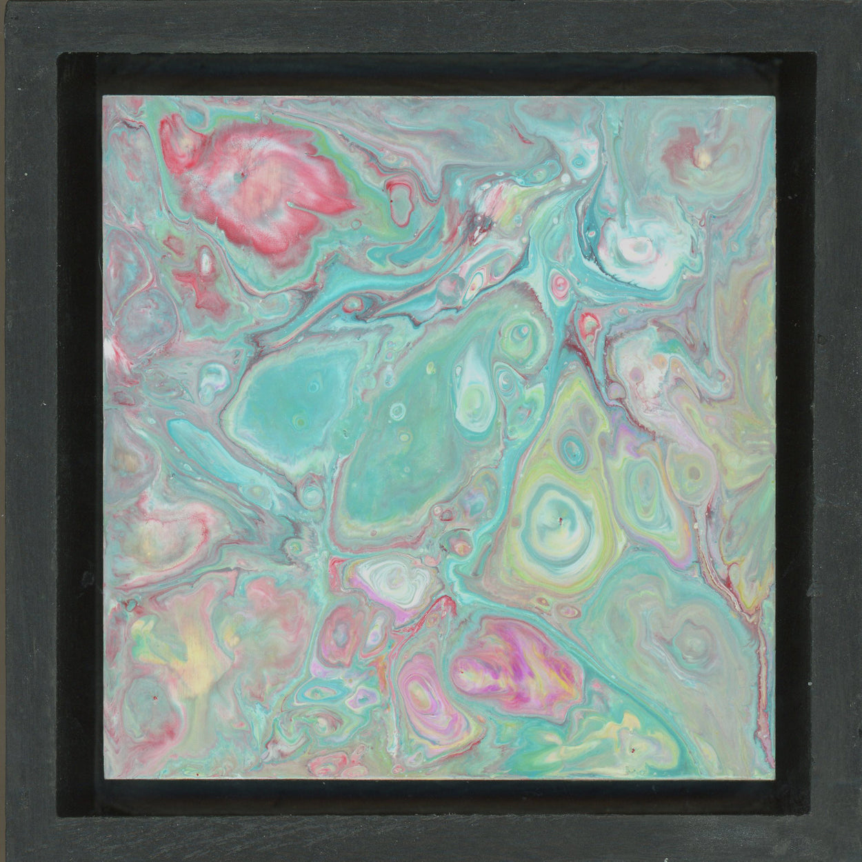 Anthony Ciambella Framed 4x4 Acrylic on Panel Painting - Modern Abstract Wall Art for Home & Office Decor
