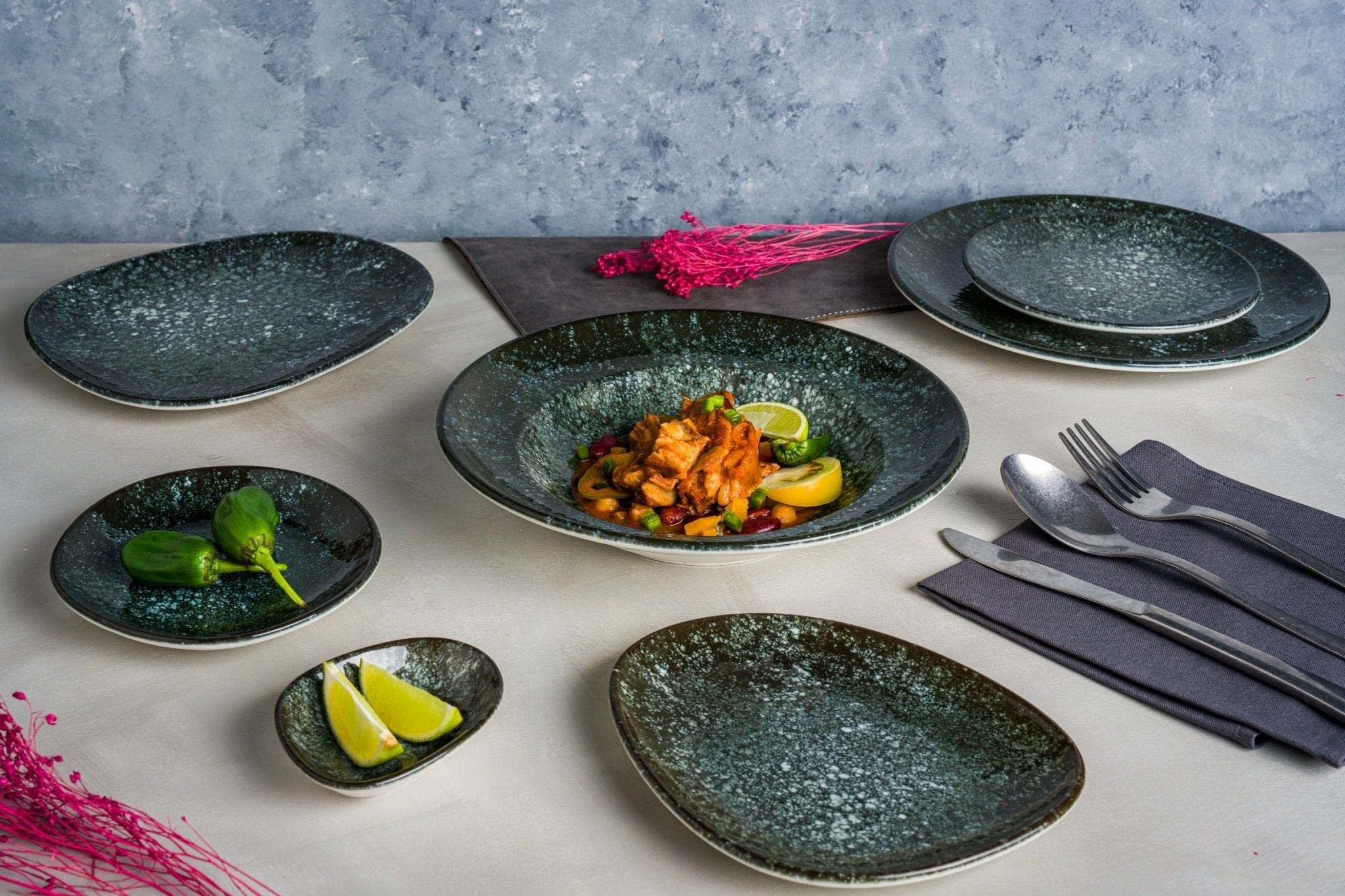 Premium Cosmos Dinnerware Set - 24-Piece Small Porcelain Tableware for 6 People | Elegant Dish Set for Dining, Entertaining & Everyday Use