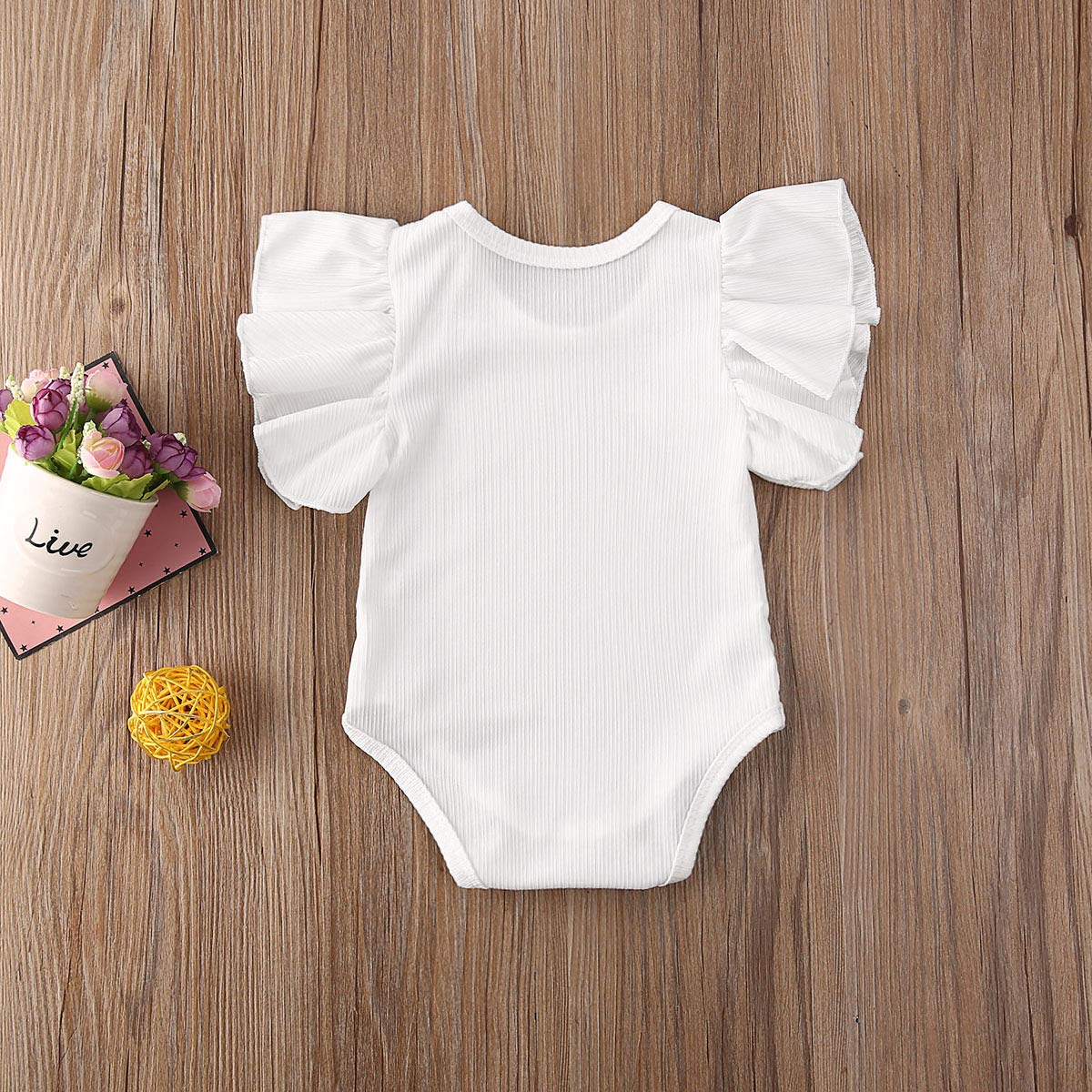 Mubineo Infant Baby Girl Cotton Ruffle Flower Short Sleeve Romper Bodysuit - Soft Summer Outfit for Newborns & Toddlers - Perfect for Playdates, Beach Trips & Family Photos