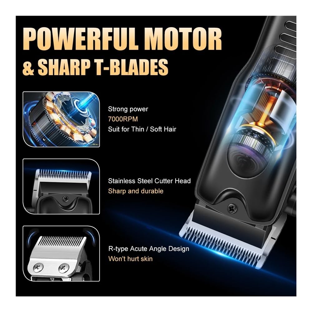 Professional 3-Piece Hair Clipper Set - USB Rechargeable Cordless Hair Trimmer for Men, Home Barber Kit with Adjustable Blades | Perfect for DIY Haircuts, Beard Trimming & Grooming at Home