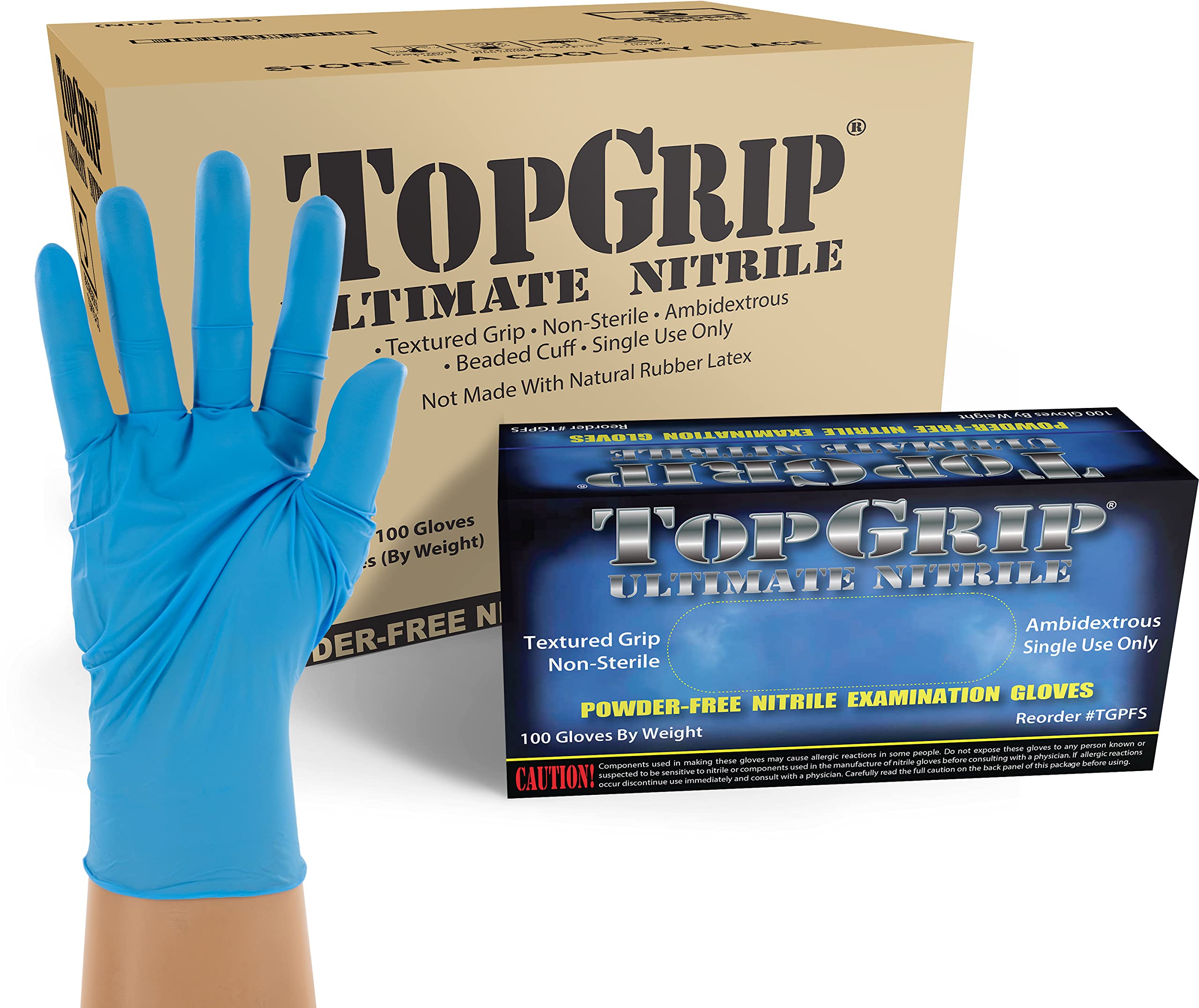 TopGrip Nitrile Exam Gloves - 6 Mil Thick, Powder Free, Textured Grip - Disposable Medical Gloves (Case of 1000, Small) - Ideal for Healthcare, Food Service & Cleaning Professionals