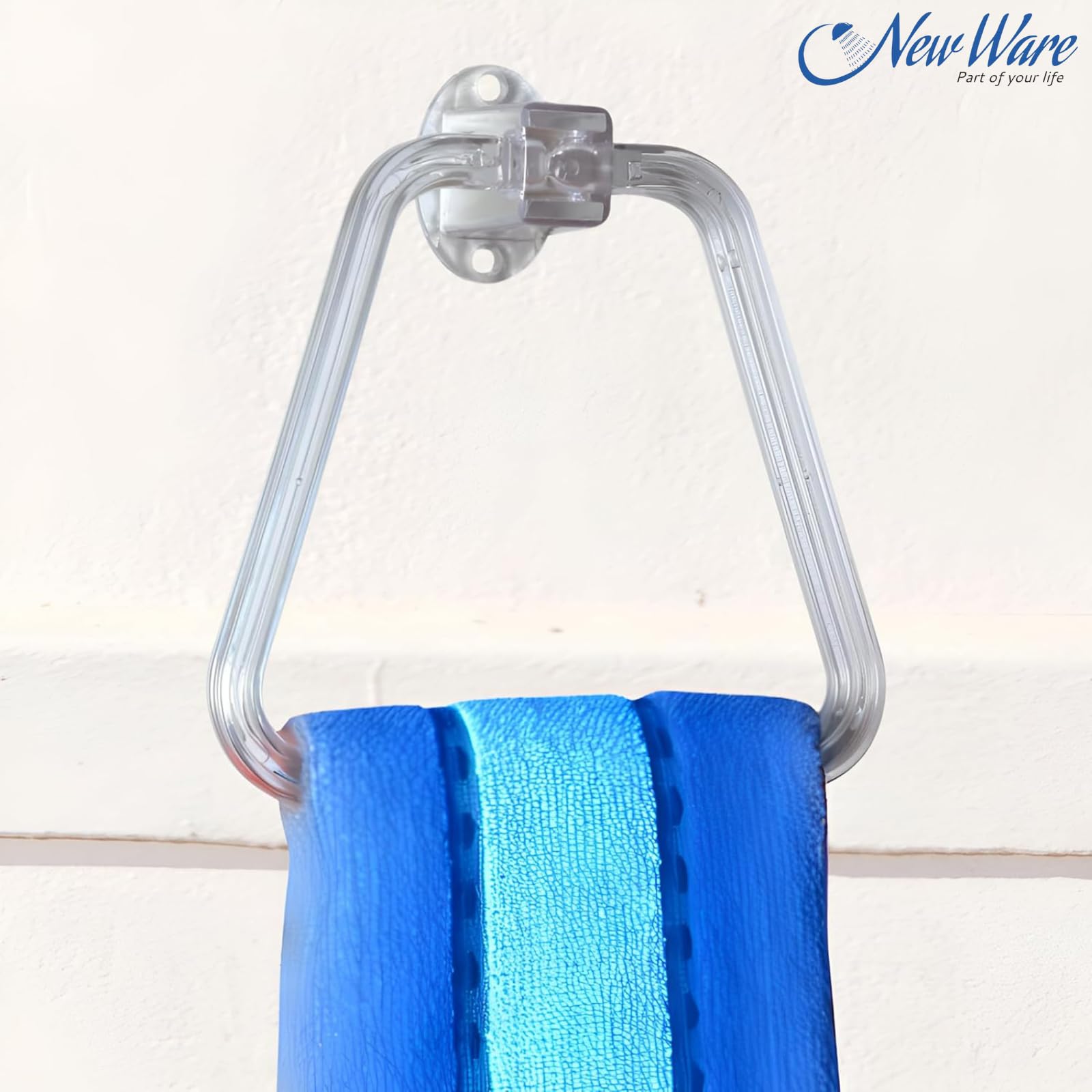 NEW WARE Unbreakable ABS Square Towel Ring - Wall Mounted Bathroom Towel Holder for Wash Basin, Napkin & Hand Towel Hanger - Perfect for Bathroom, Kitchen & Laundry Room Organization