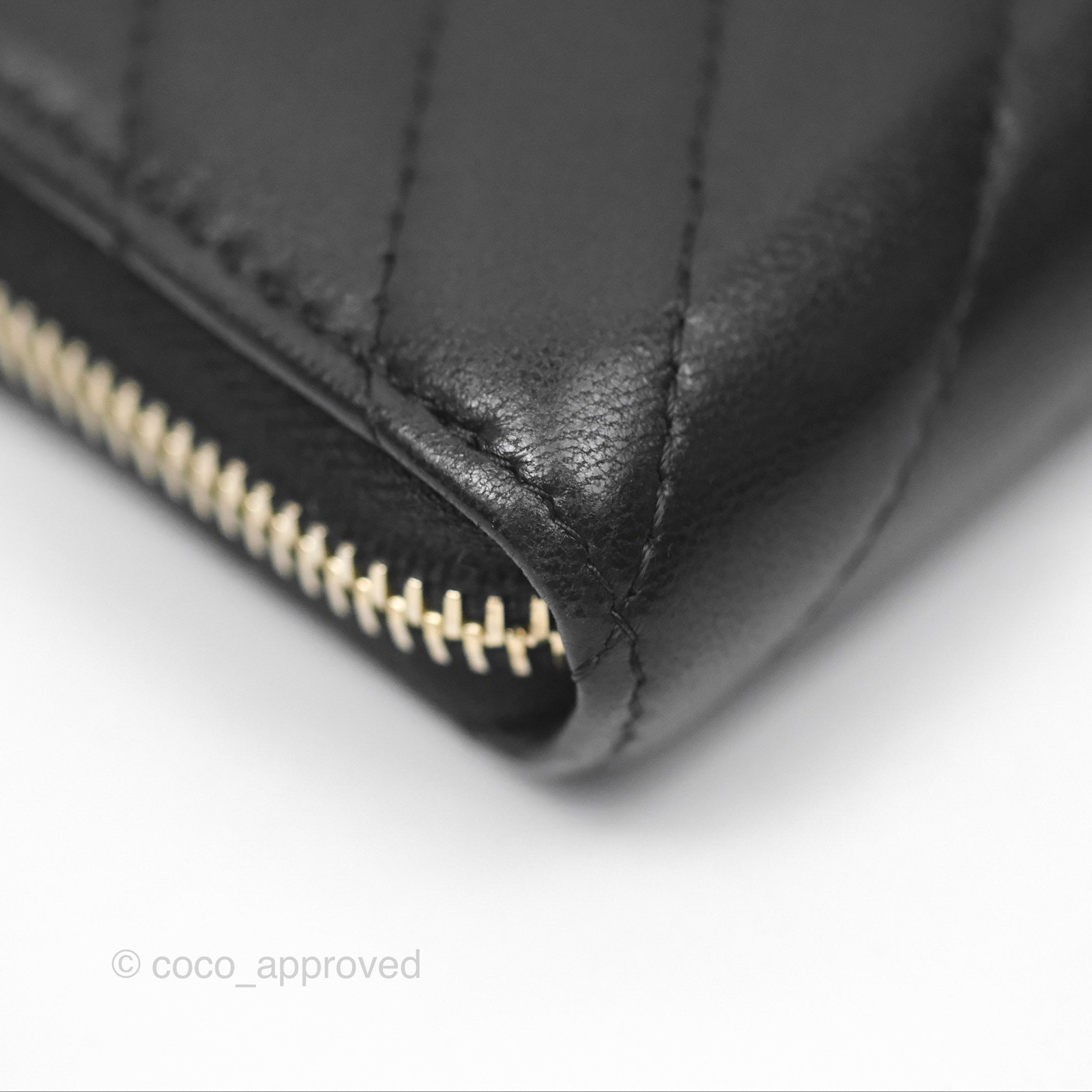 Chanel Chevron Zipped Coin Purse - Black Lambskin with Gold Hardware | Luxury Small Wallet for Women | Perfect for Parties, Travel & Everyday Use