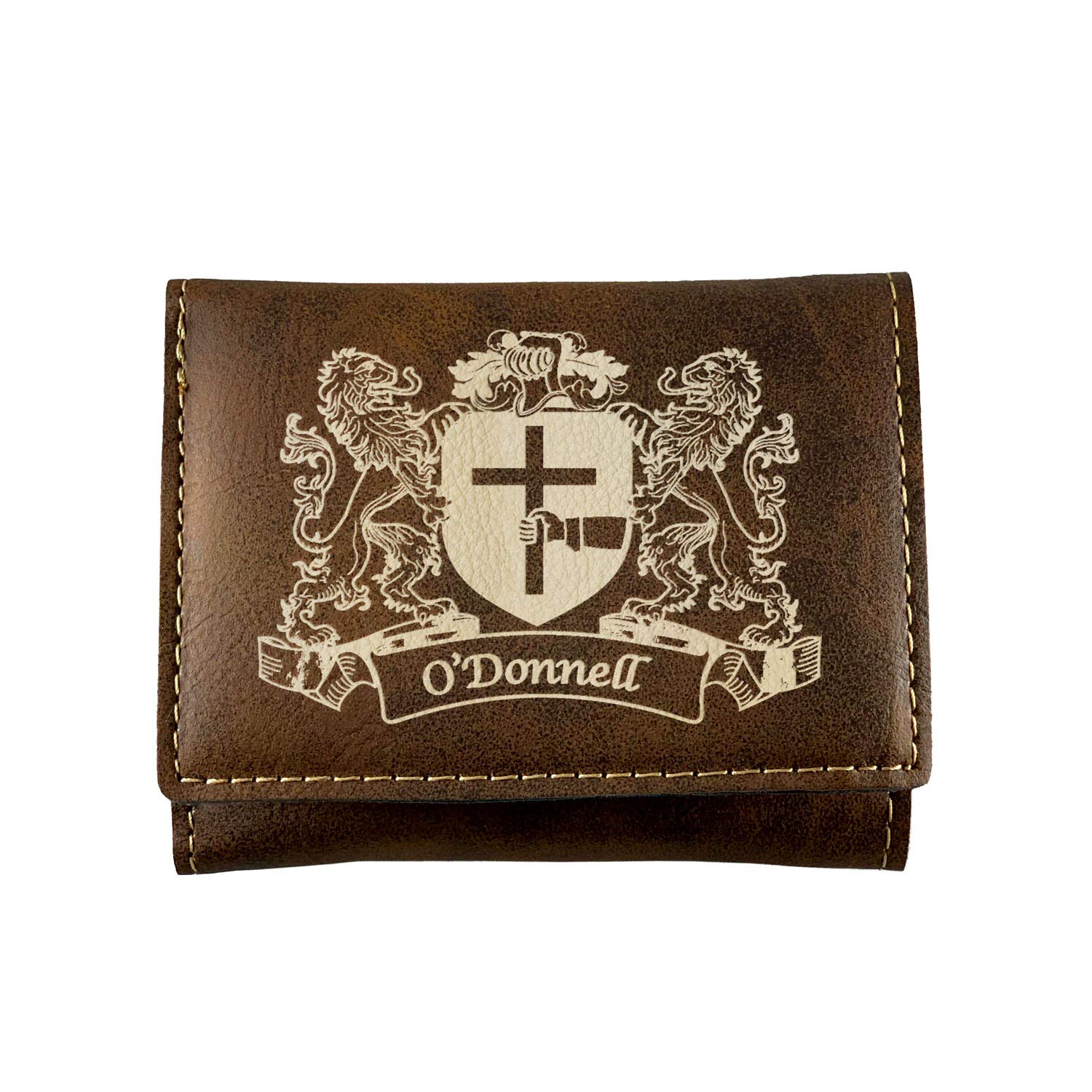 Authentic O'Donnell Irish Coat of Arms Leather Wallet - Handcrafted Rustic Bifold Wallet for Men - Perfect for St. Patrick's Day, Irish Heritage Gifts & Everyday Use