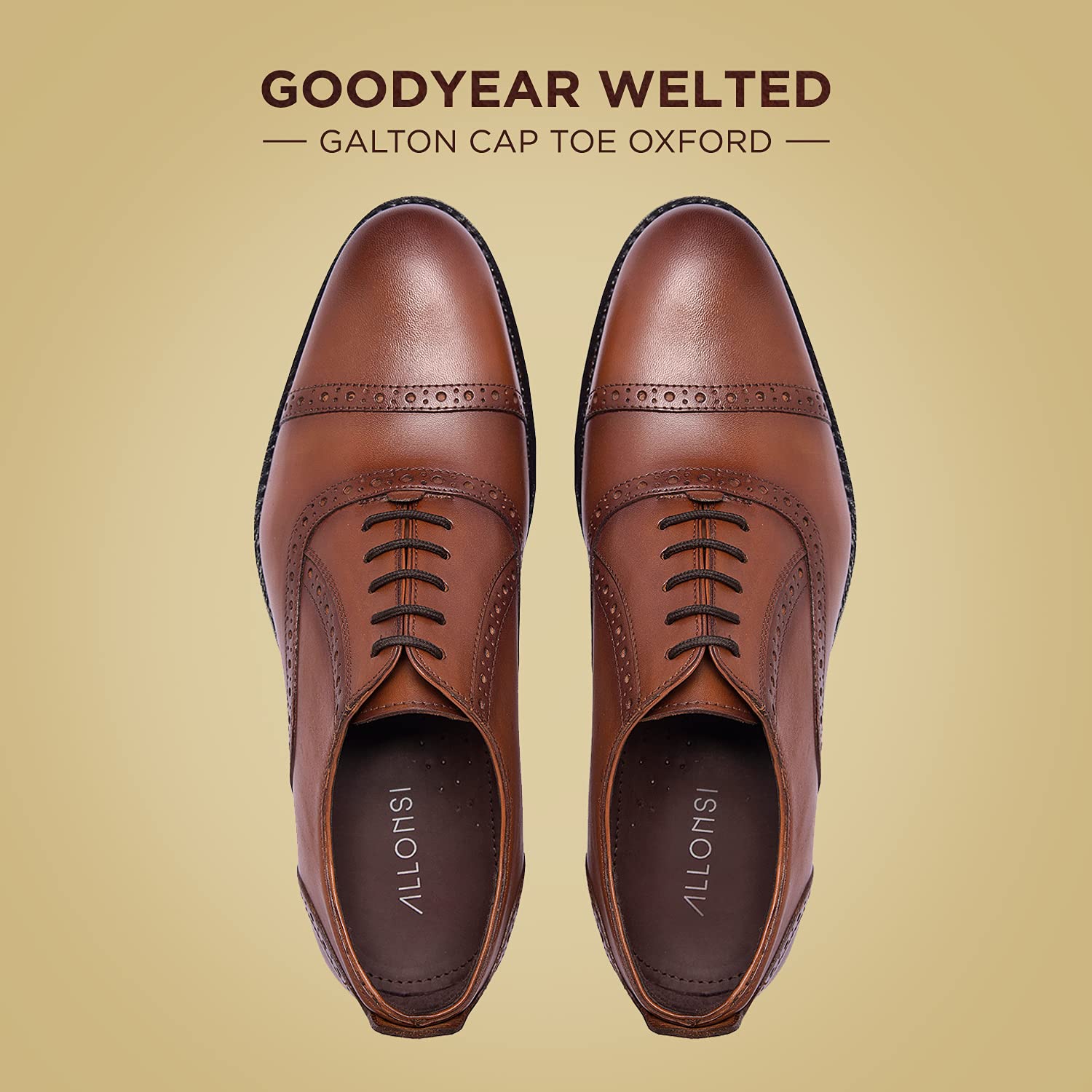 Premium Genuine Leather Oxford Dress Shoes for Men - Goodyear Welted Cap Toe Formal Business Shoes - Handcrafted Luxury Leather Sole Wedding & Office Shoes - Perfect for Business Meetings, Weddings & Special Occasions