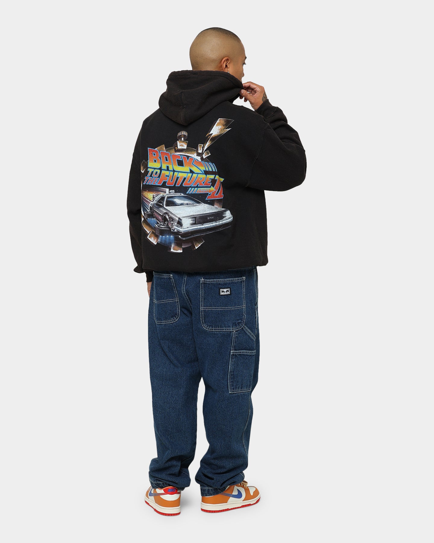 Vintage Back To The Future 2 Hoodie - Washed Black Retro Movie Sweatshirt - American Thrift Style - Perfect for Cosplay, Movie Nights & 80s Nostalgia Fans