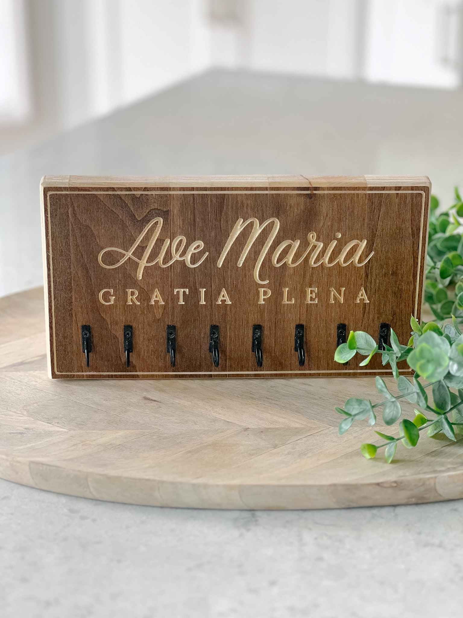 Ave Maria Rosary Hanger - Beautiful Catholic Wall Hook for Prayer Beads - Perfect for Home Chapel, Bedroom, or Gift Giving
