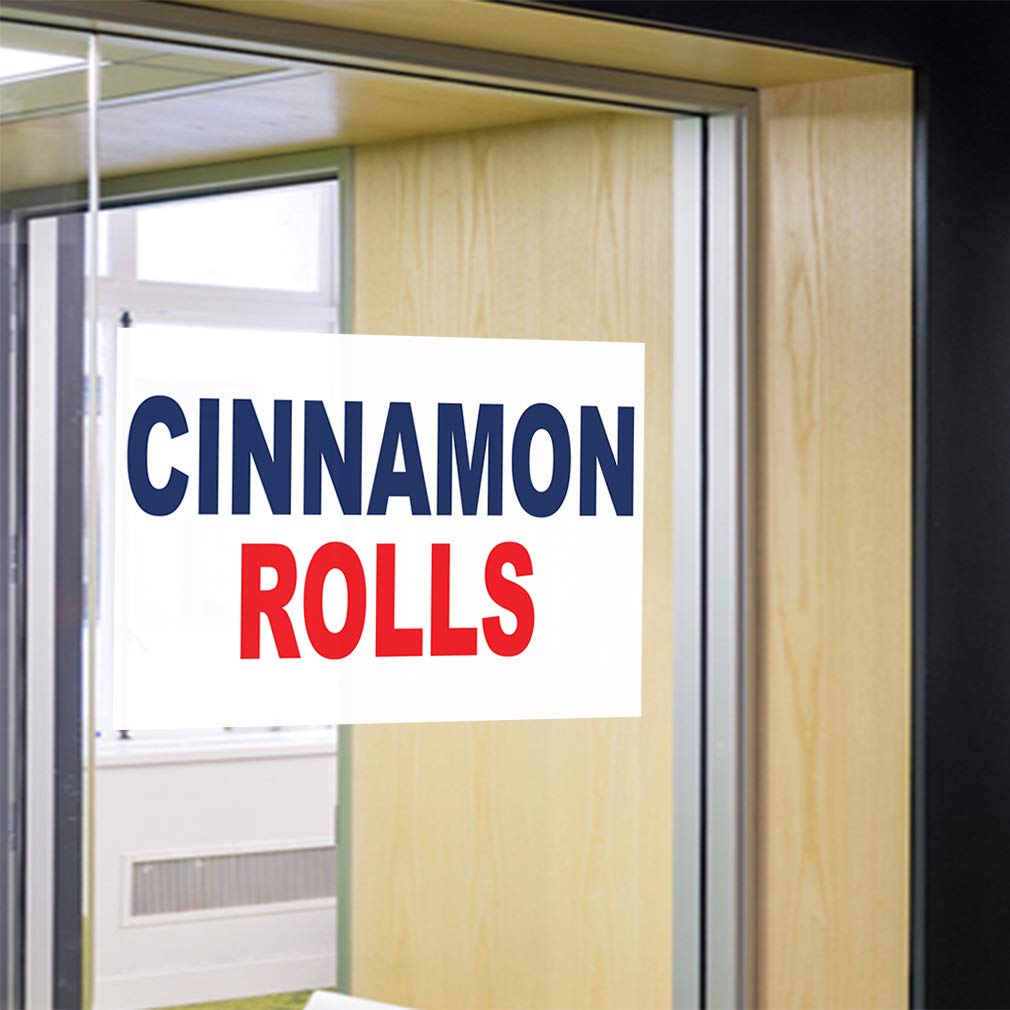 Cinnamon Roll Vinyl Decal Stickers - Multiple Sizes (24x18 Inches) for Restaurants, Food Trucks & Industrial Safety Signs - Blue & Red Labels - Perfect for Commercial Kitchens, Cafes & Food Service Businesses