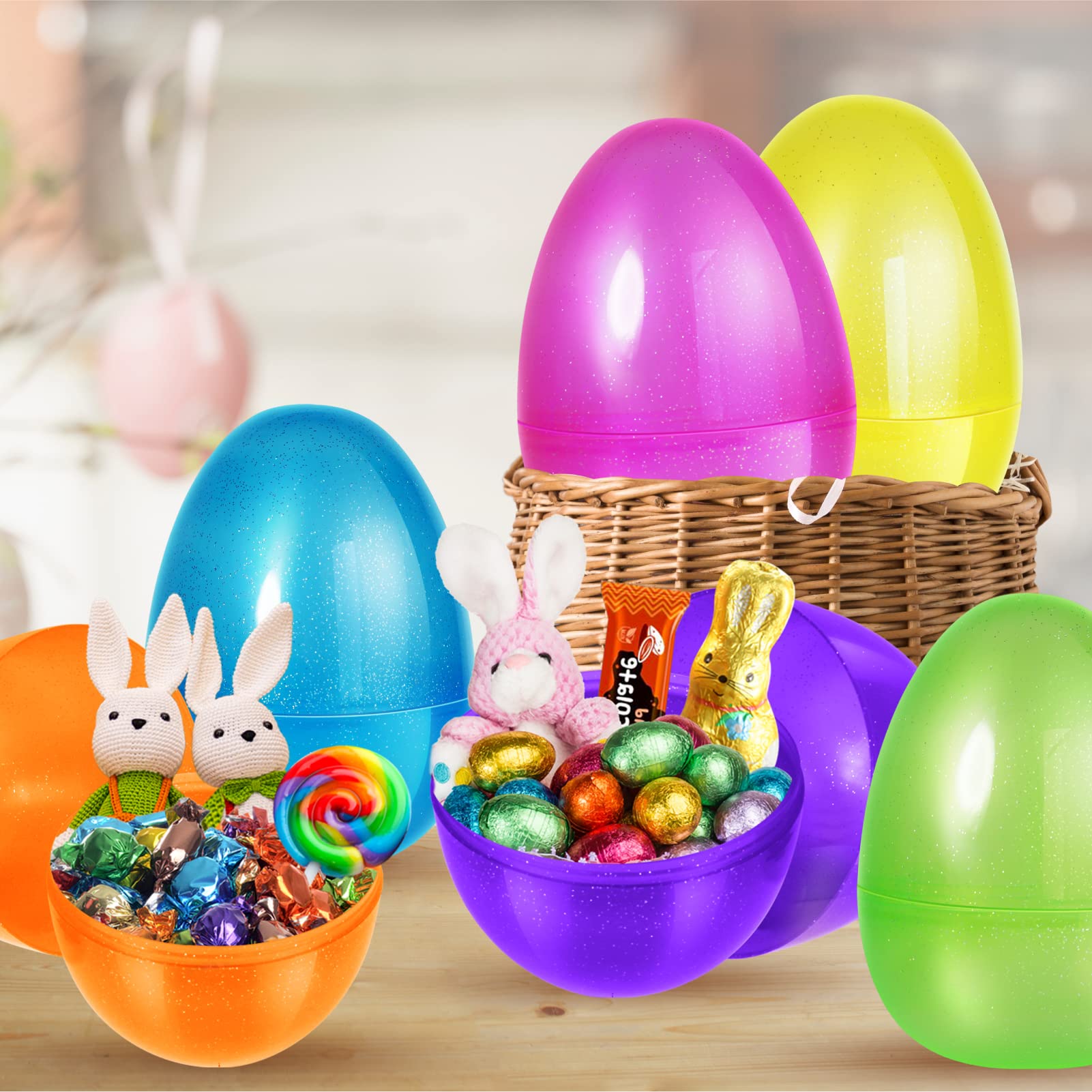 SpringFlower 12-Piece Jumbo Easter Eggs Set - 10 Inch Large Plastic Easter Eggs for Easter Egg Hunt, Empty Fillable Eggs for Candy & Treats, Easter Basket Stuffers & Party Favors - Perfect for Easter Celebrations, Kids' Parties & Spring Festivities