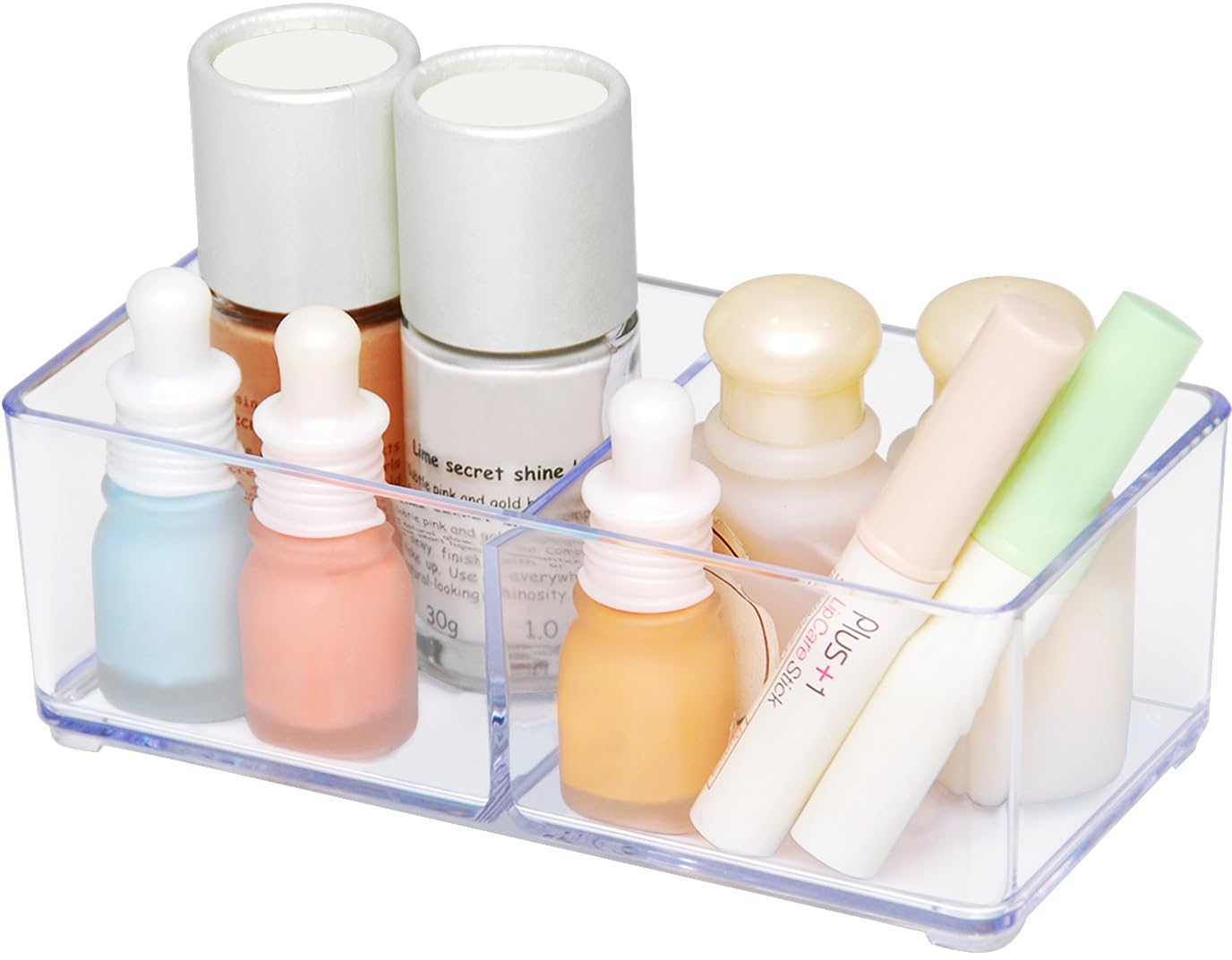 Carrotez 2-Tier Clear Plastic Drawer Organizer for Makeup Storage, Bathroom Essentials, Office Desk & Vanity Organization - Perfect for Cosmetics, Jewelry, Stationery and Small Item Storage