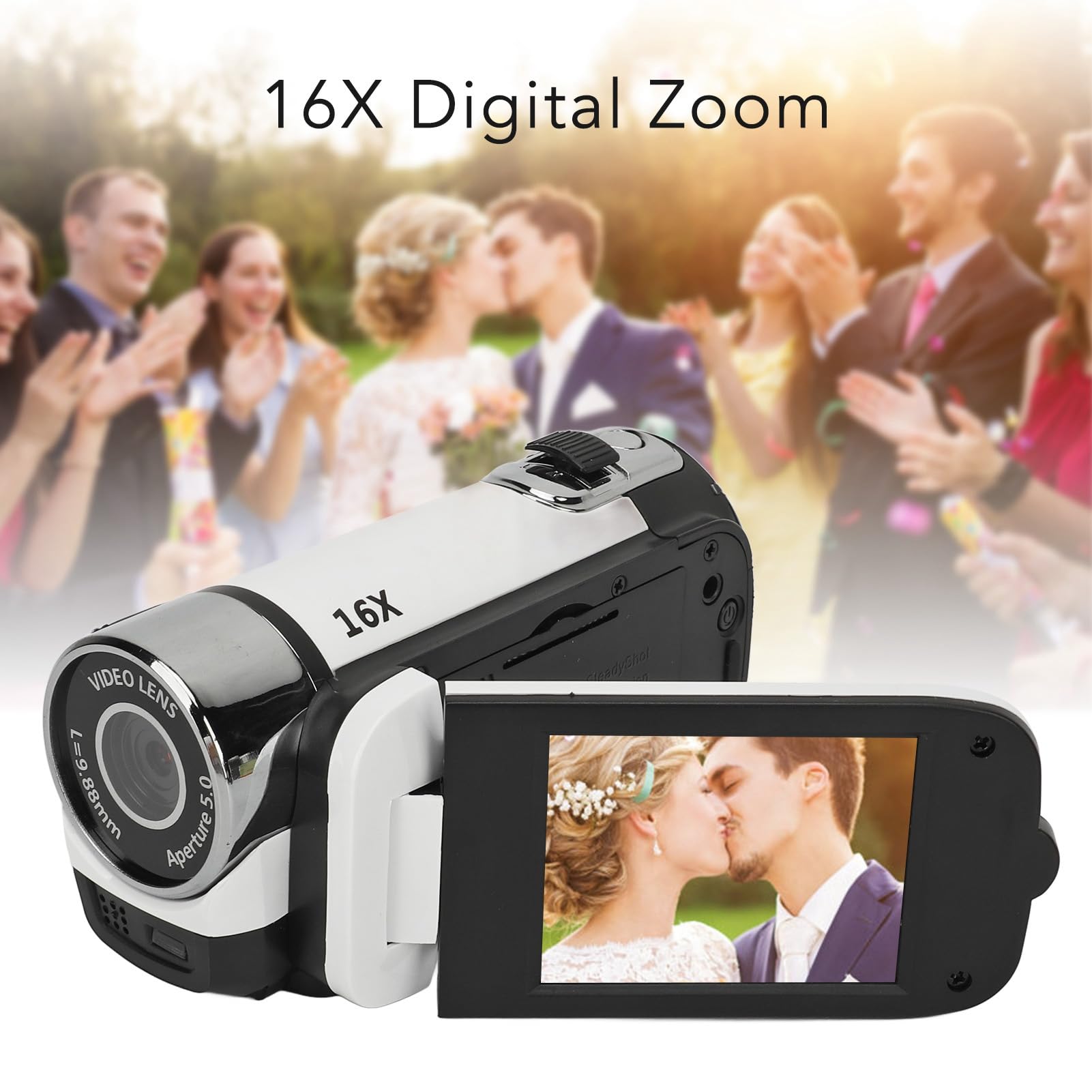 16MP Digital Camera with Rotating LCD Screen & Fill Light - HD Video Recorder for Baby Growth, Vlogging, Travel Photography (White) - Perfect for Capturing Precious Moments, Family Events and Content Creation