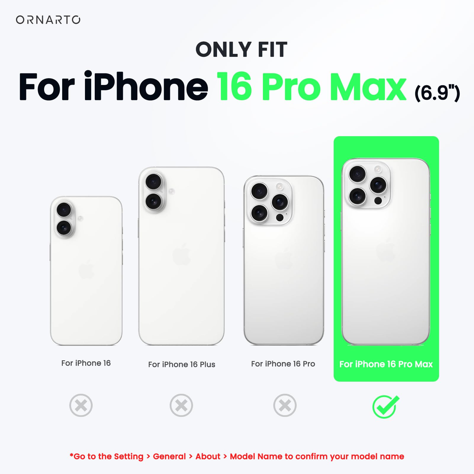 ORNARTO Magnetic Shockproof Case for iPhone 16 Pro Max (6.9