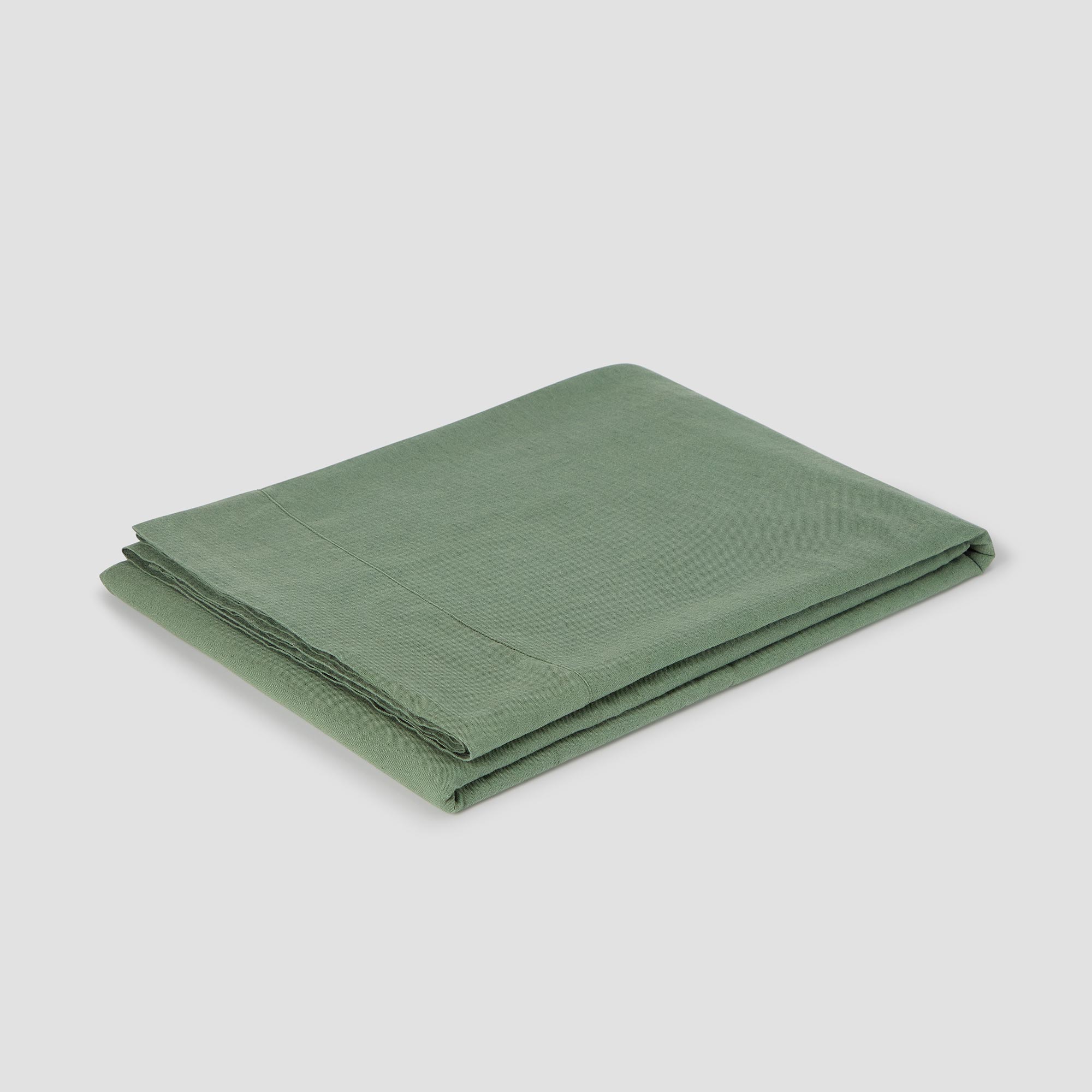Premium Elm Green Linen Blend Flat Sheet - Soft & Breathable Bed Sheet Set for Queen Size - Perfect for Home, Hotel, and Guest Room Comfort
