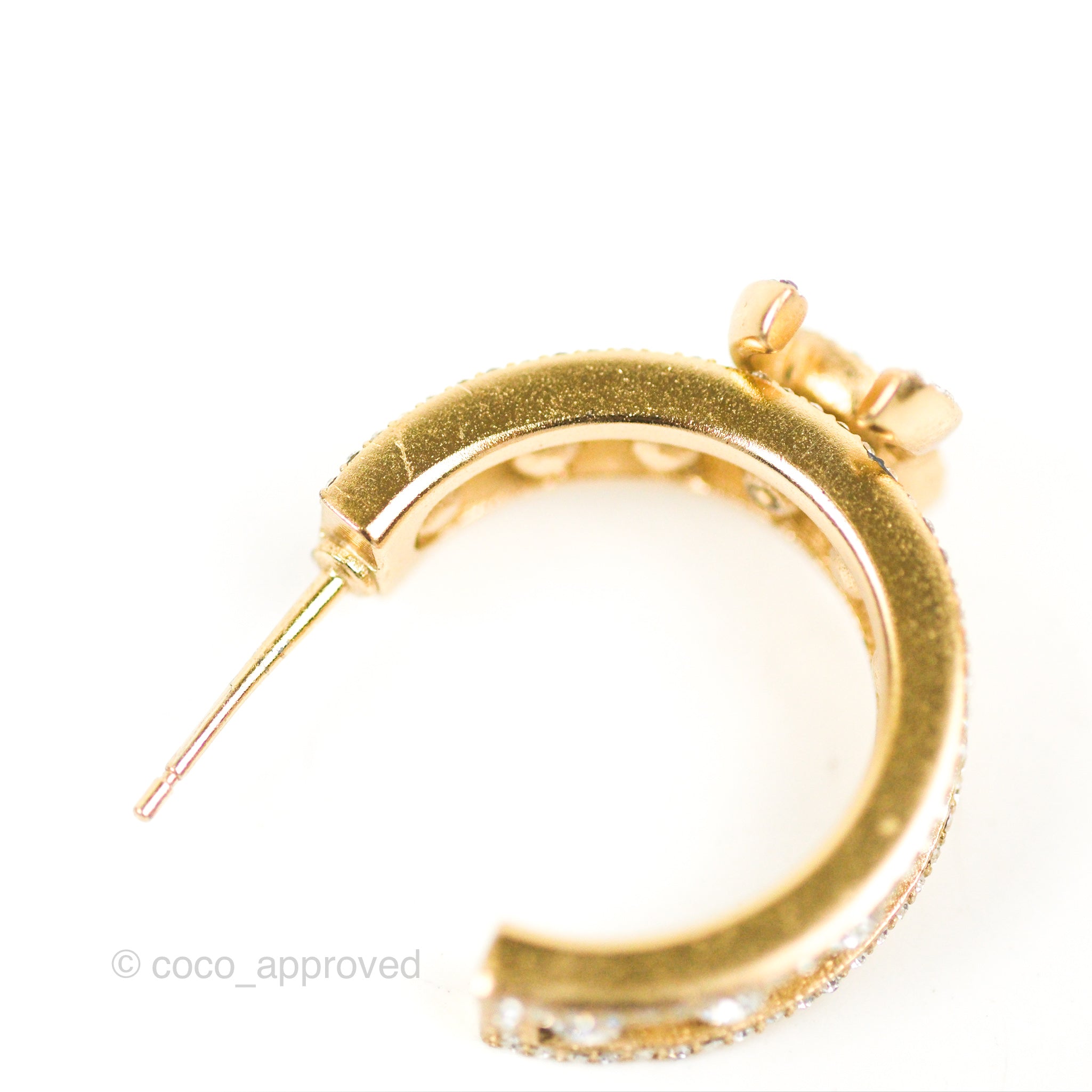 Chanel CC Crystal Hoop Earrings 20K Gold Tone - Luxury Fashion Jewelry for Women, Perfect for Parties, Weddings & Special Occasions