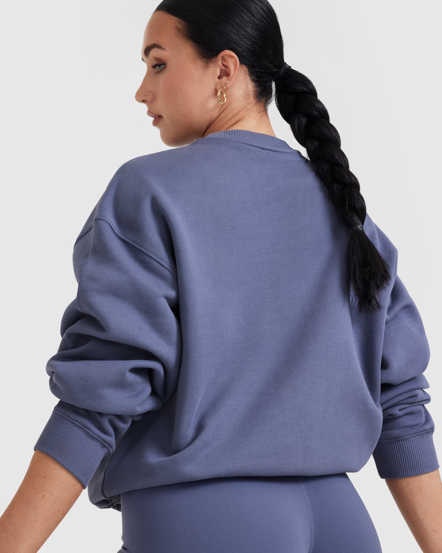 All Day Lightweight Oversized Sweatshirt for Women - Slate Blue Pullover Hoodie | Cozy Lounge Wear for Home, Travel & Casual Outings