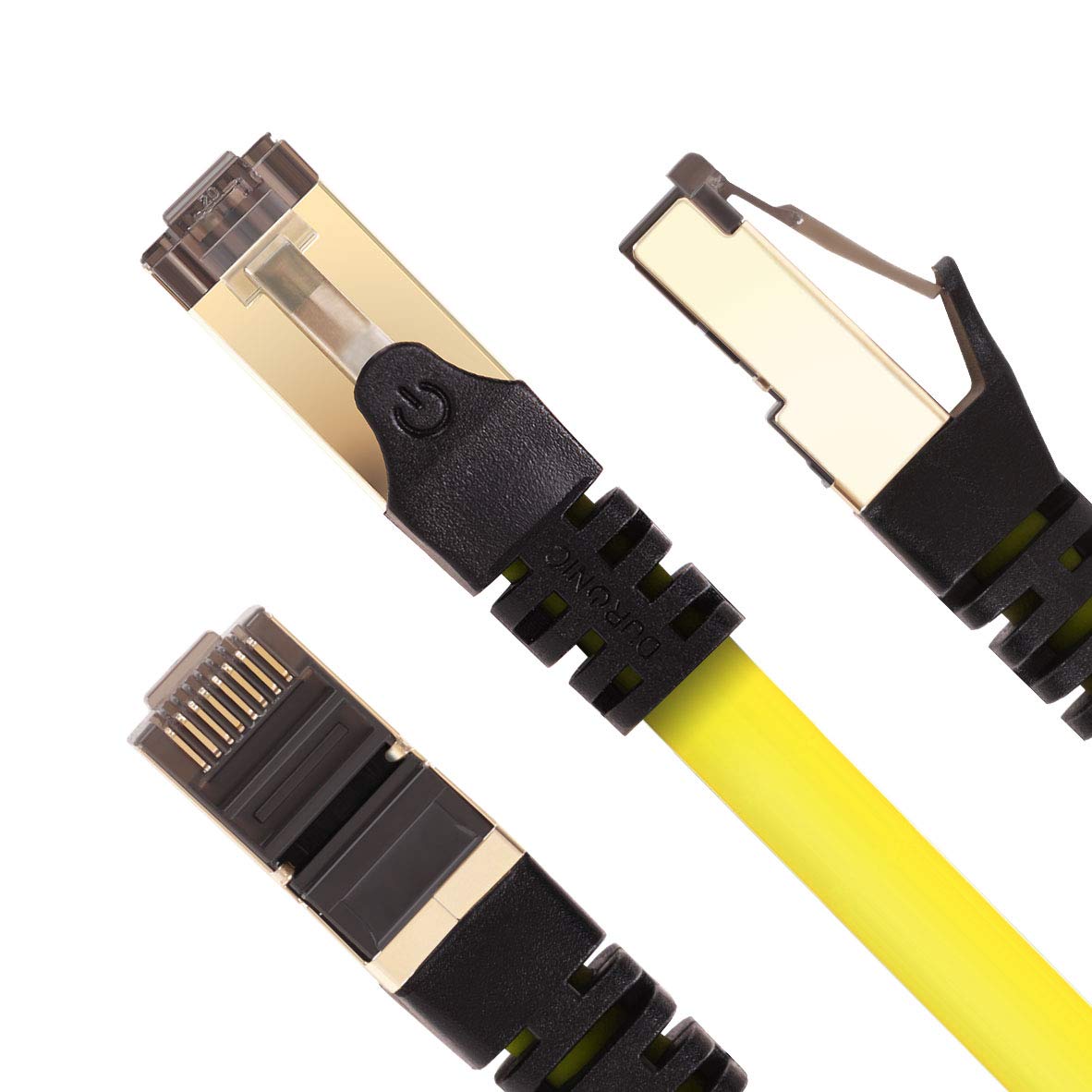 Duronic CAT8 Ethernet Cable 1.5M (5ft) High-Speed 40Gbps 2000MHz Shielded Network Cable - Snagless RJ45 Connector, SFTP, for Gaming, Streaming & Office Use - Yellow