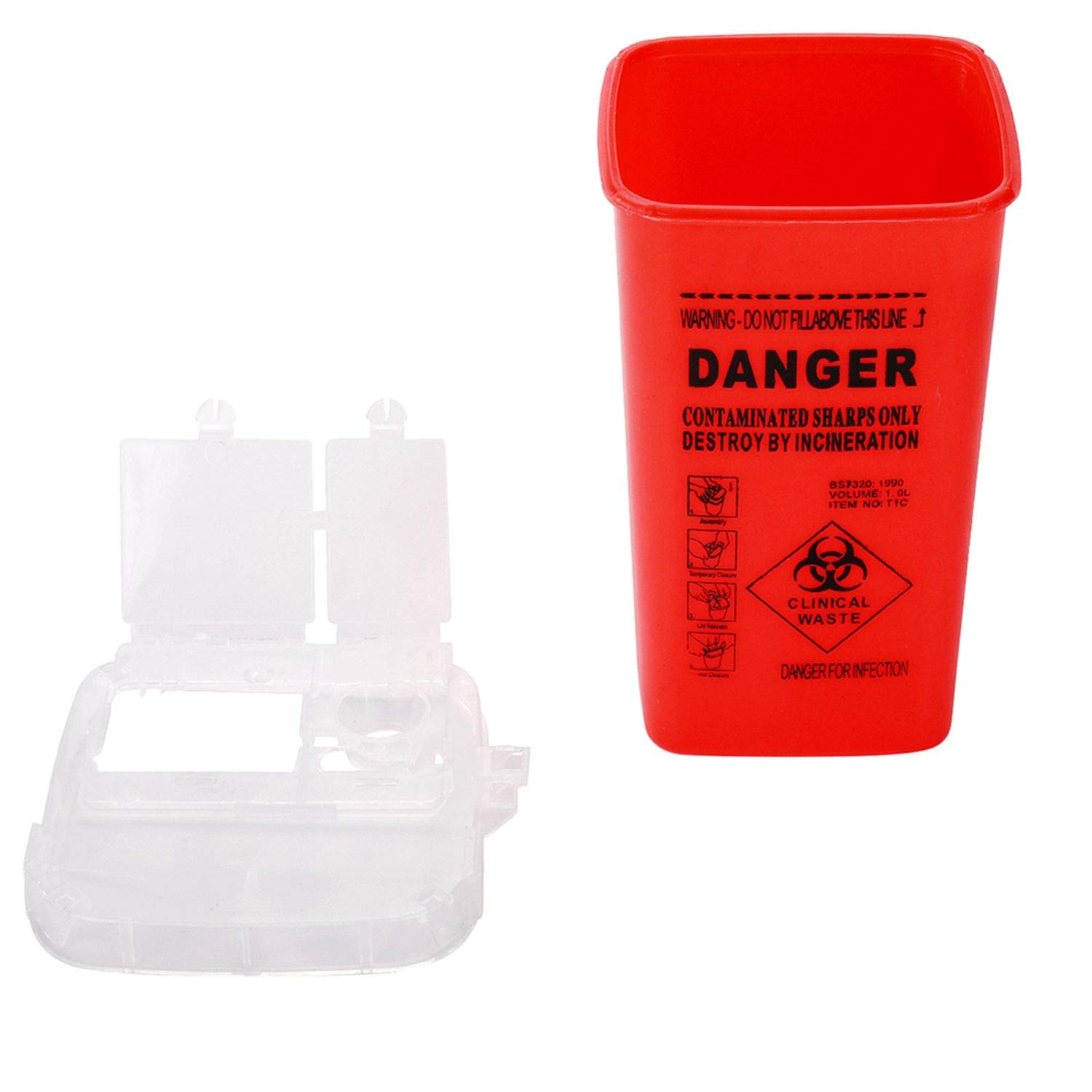 DOWEI 5 Pack Sharps Disposal Container - 1 Quart Biohazard Needle Disposal Box for Medical Waste, Home Healthcare & Tattoo Supplies - Safe Needle Disposal Solution for Clinics, Hospitals & Home Use