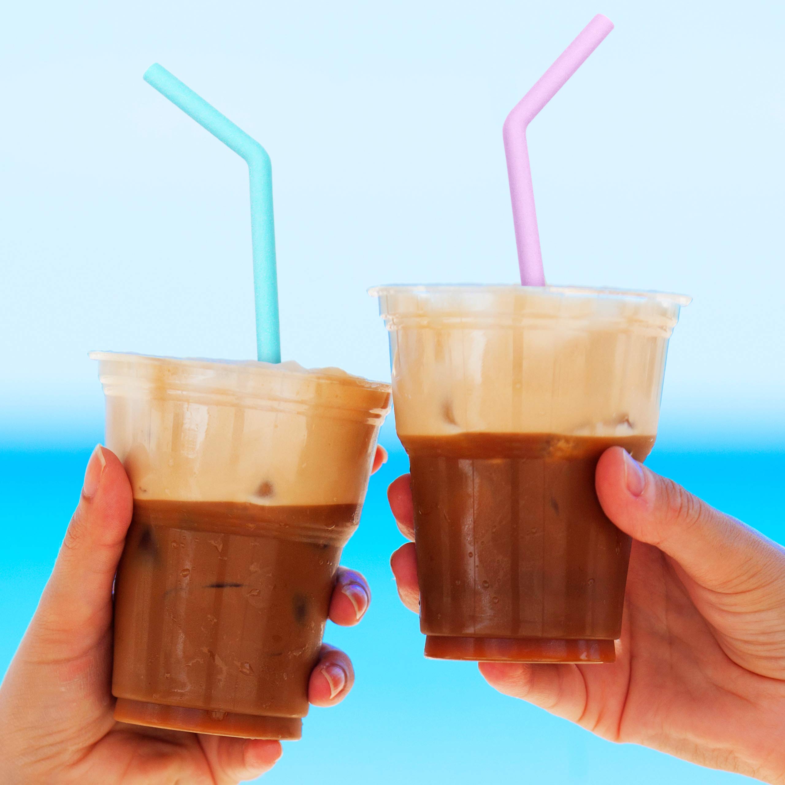 SEIVAN STRAWS 10-Pack Large Silicone Drinking Straws - Reusable Straws for Milkshakes, Smoothies, Boba Tea - Fits 20oz & 30oz Tumblers Like Yeti - Includes 1 Designer Pouch, 10 Straws & 2 Cleaning Brushes - Perfect for Home, Office, Travel & Outdoor Activities