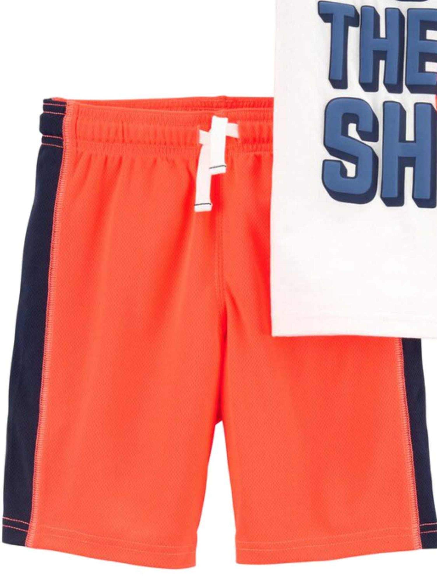 Carters Baby Boys' Orange Basketball Outfit Set - Short Sleeve Shirt & Shorts for Infants | Perfect for Playtime, Sports & Casual Wear