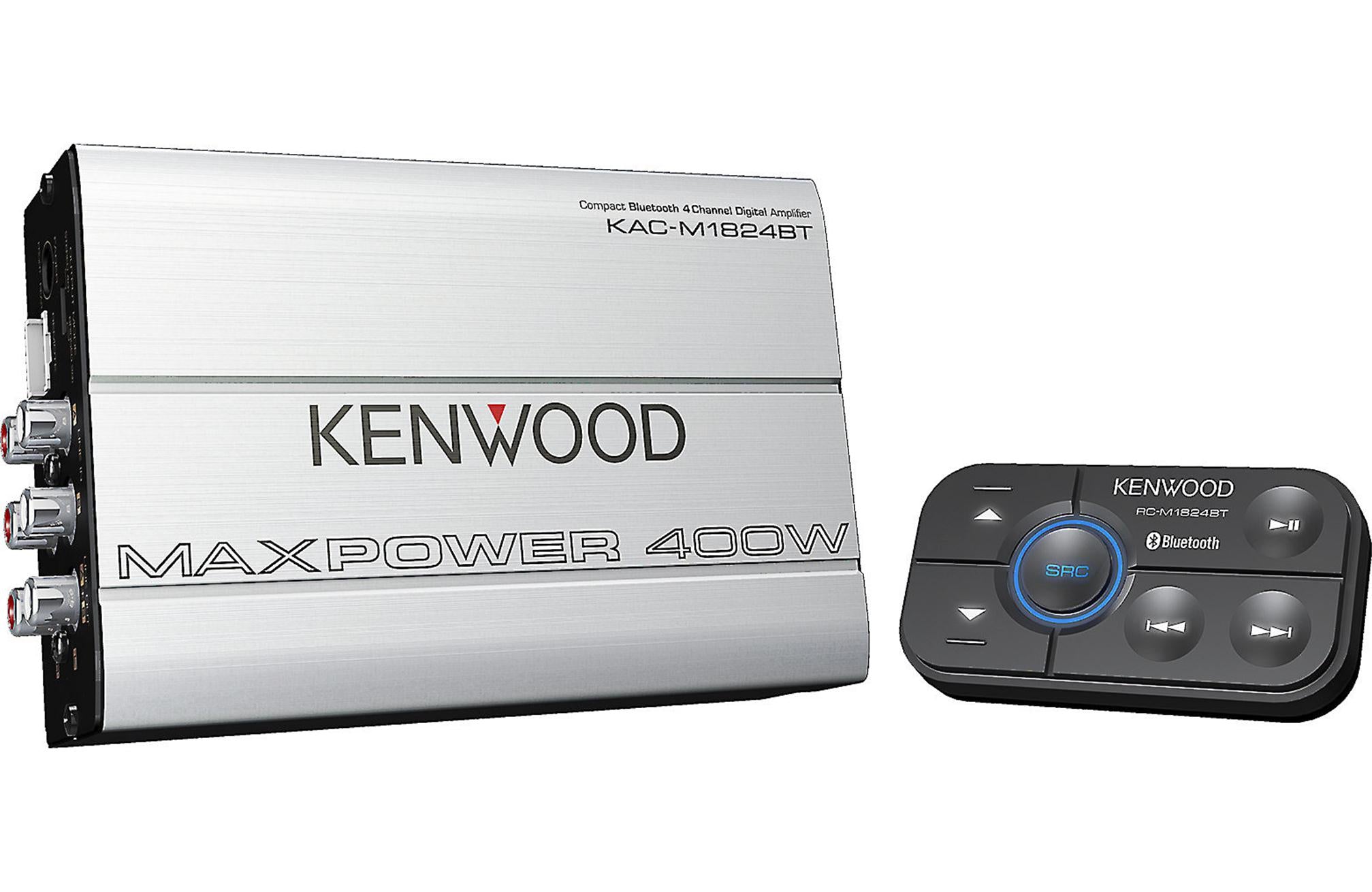 Kenwood KAC-M1824BT Marine Bluetooth Stereo Amplifier - 4-Channel 1800W Max Power, Waterproof, for Boats & Outdoor Adventures