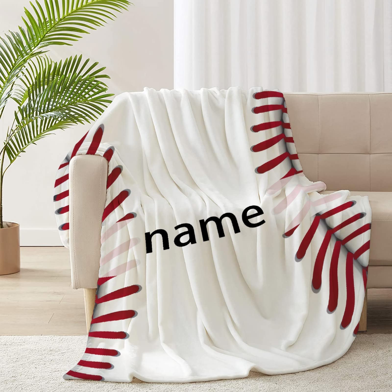 Custom Monogram Baseball Texture Blanket for Babies, Toddlers, Adults - Personalized 90