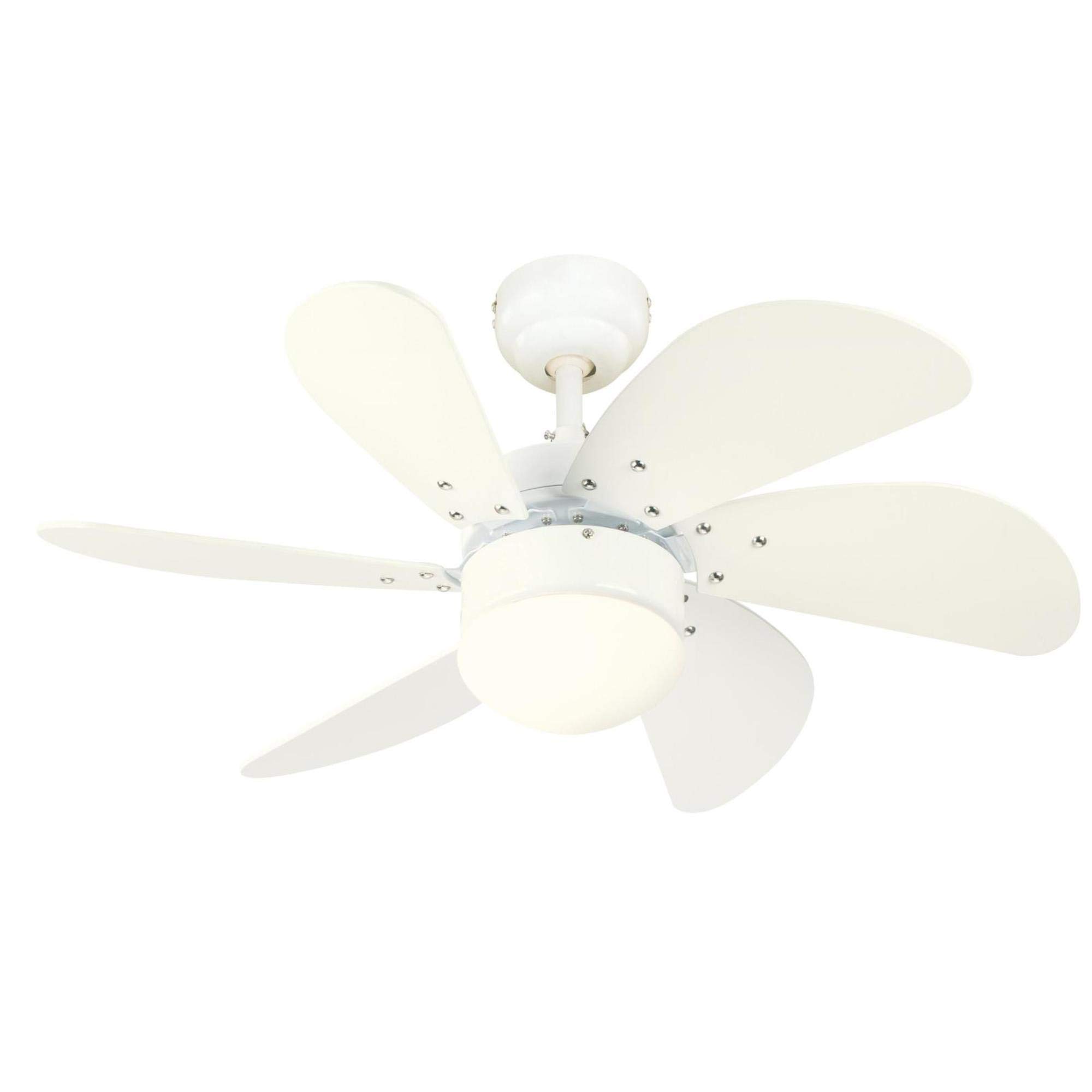 Westinghouse 7234400 30-Inch White Turbo Swirl Indoor Ceiling Fan with LED Light - Quiet Energy Efficient Cooling for Bedroom, Living Room & Office