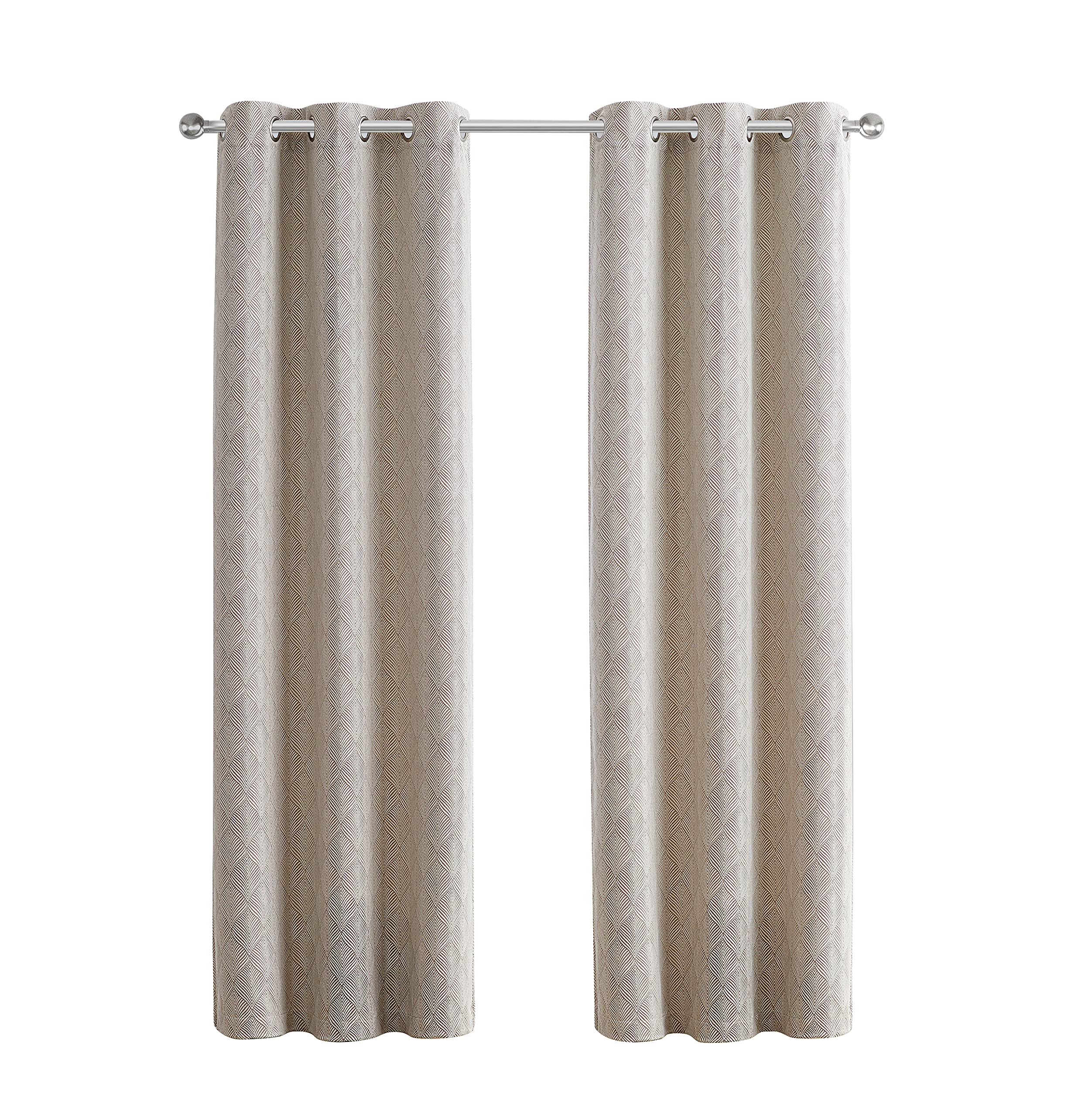 Tahari Home - Lustrous Grommet Top Curtain Panel Pair, Stylish Home Decor for Living Room & Bedroom (Galene Taupe, 76