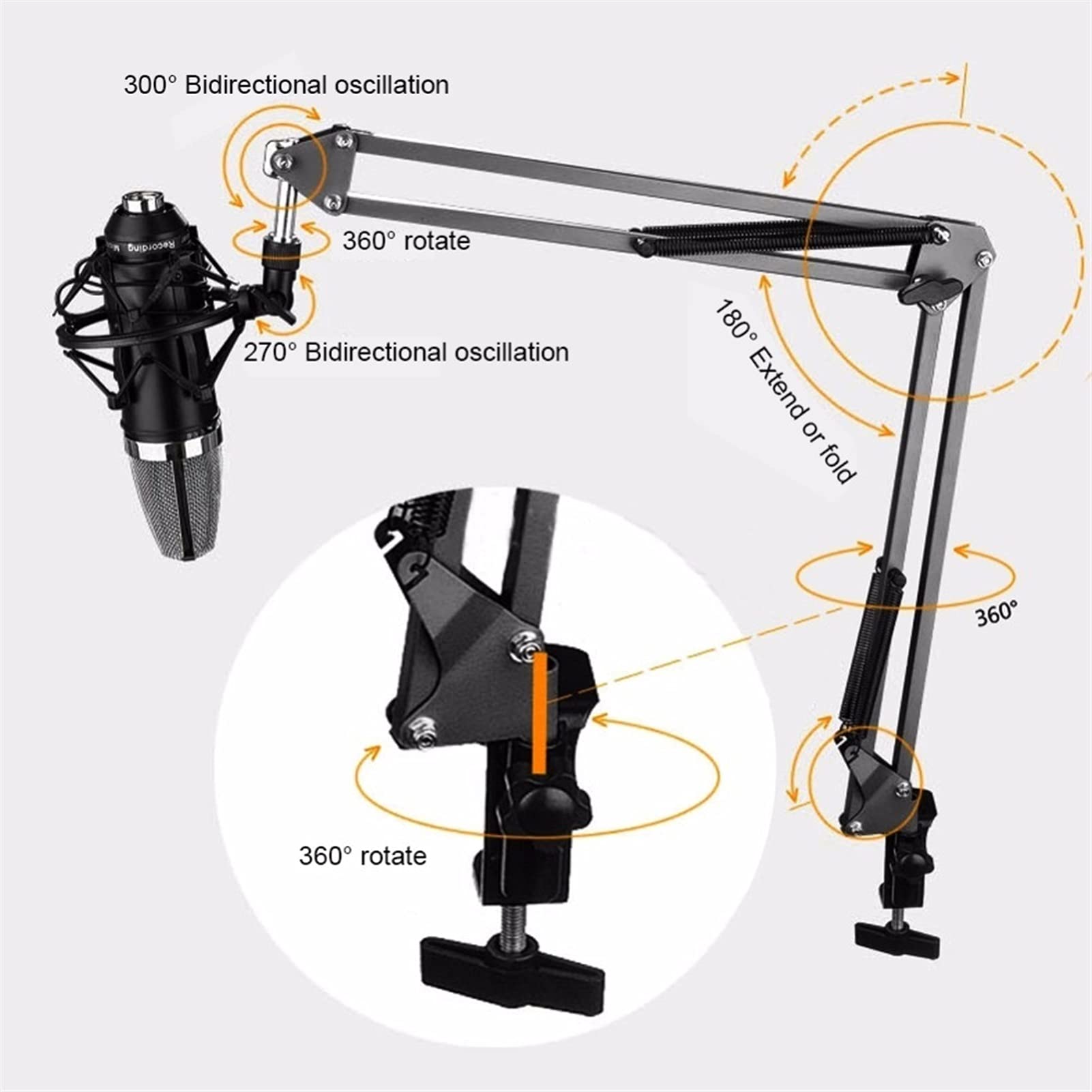 Premium Adjustable Metal Microphone Stand - Heavy Duty 2KG Load Capacity for Live Radio, Recording & Phone - Foldable Desk Stand Holder for Podcasting, Streaming & Studio Use