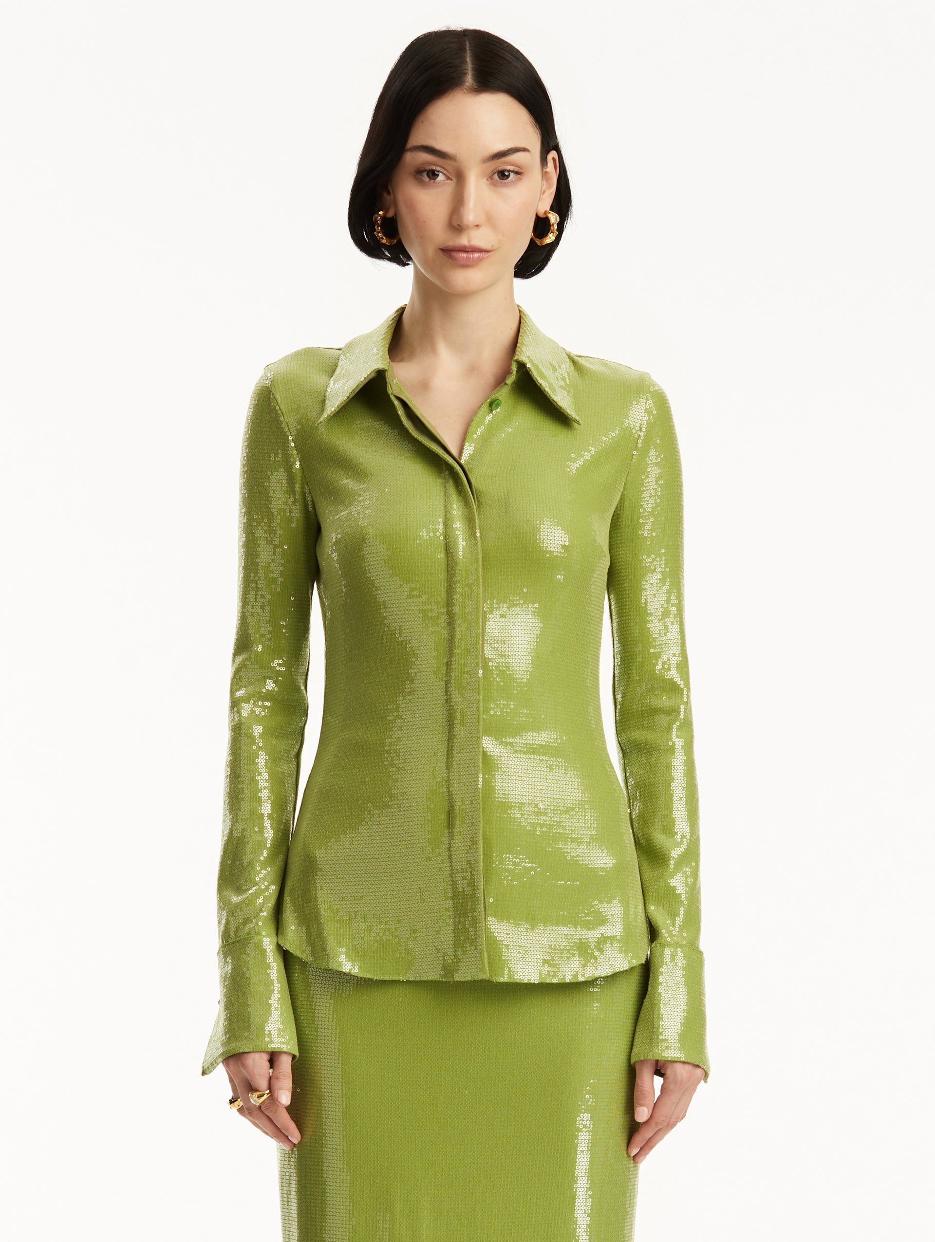 Sparkle & Shine: Women's Sequin Jersey Blouse - Elegant Party Top for Night Out, Club Wear & Special Occasions