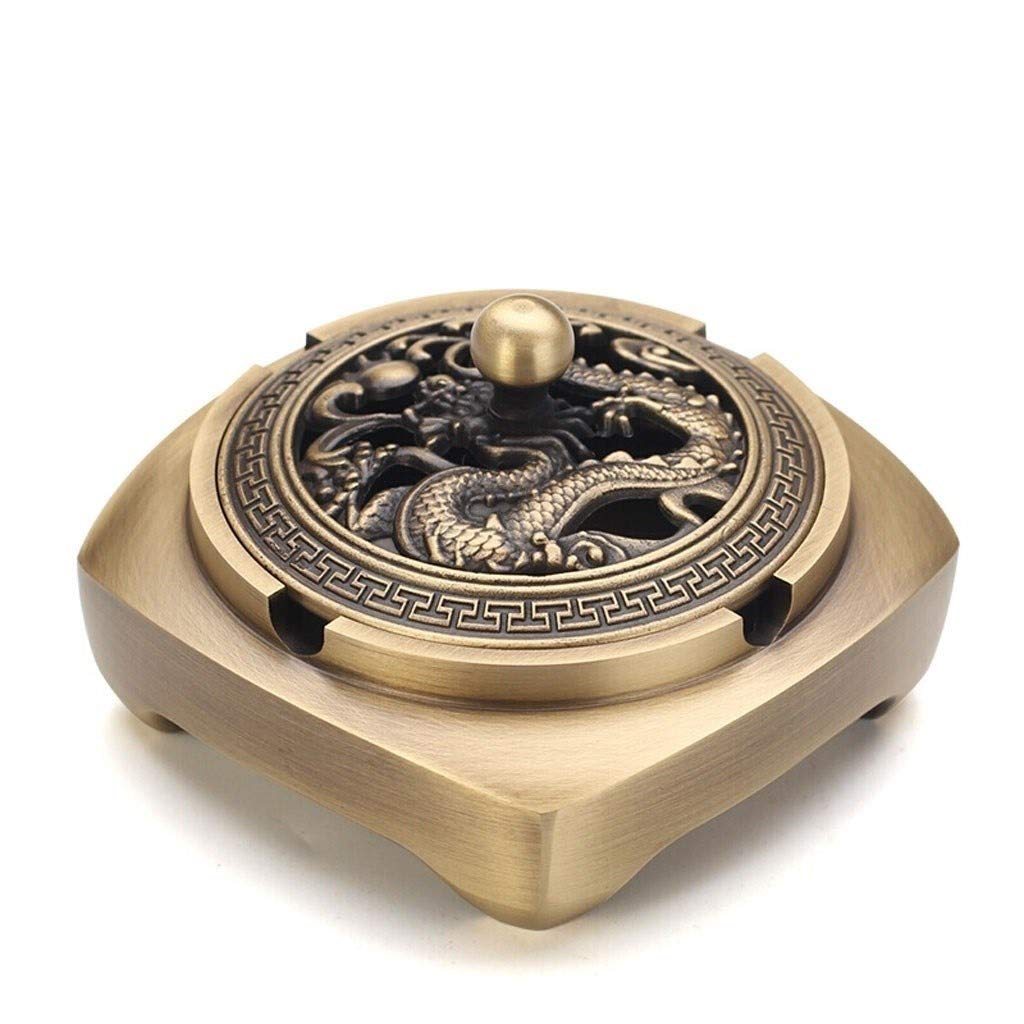 Creative Mini Outdoor Ashtray - Pure Copper Retro Chinese Style with Lid for Home, Office & Living Room Decoration | Portable Smoking Accessory for Patio, Garden & Travel Use