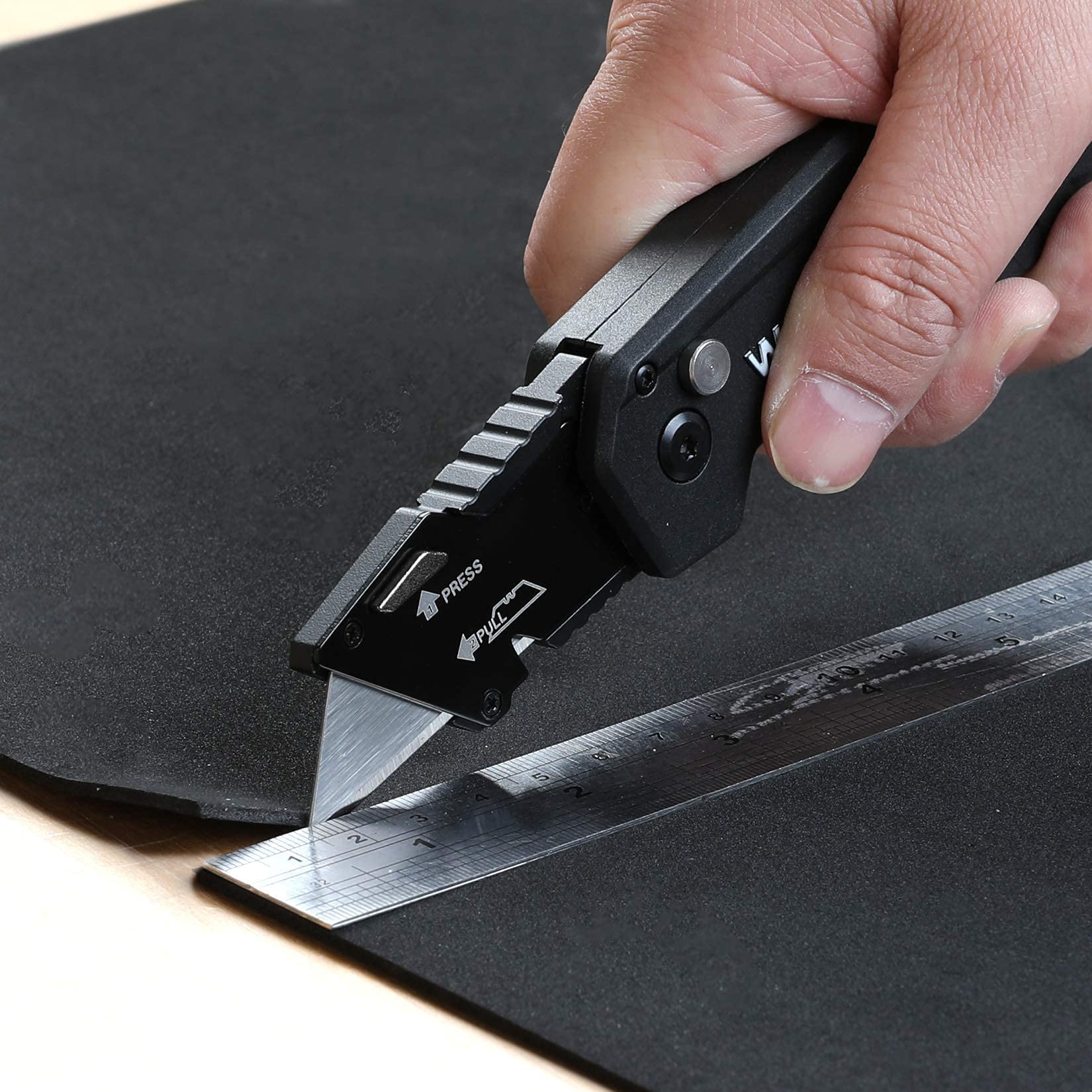 WORKPRO 100-Pack SK5 Utility Knife Blades & Folding Utility Knife Set - Heavy Duty Retractable Box Cutter for Packaging, Crafting, and DIY Projects