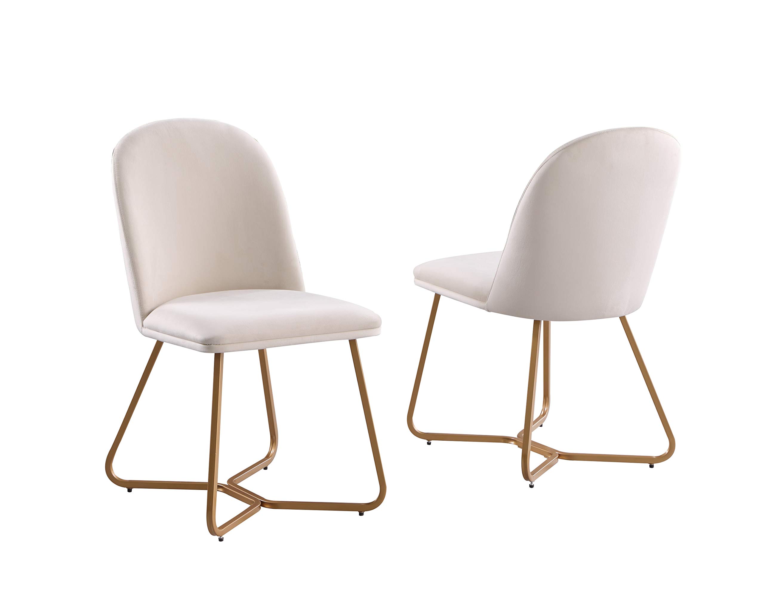 Modern Fort Contemporary Luxury Dining Chair Set of 2 - Velvet Upholstered Side Chairs with Metal Legs for Dining Room, Restaurant, Kitchen, Living Room & Office Decor