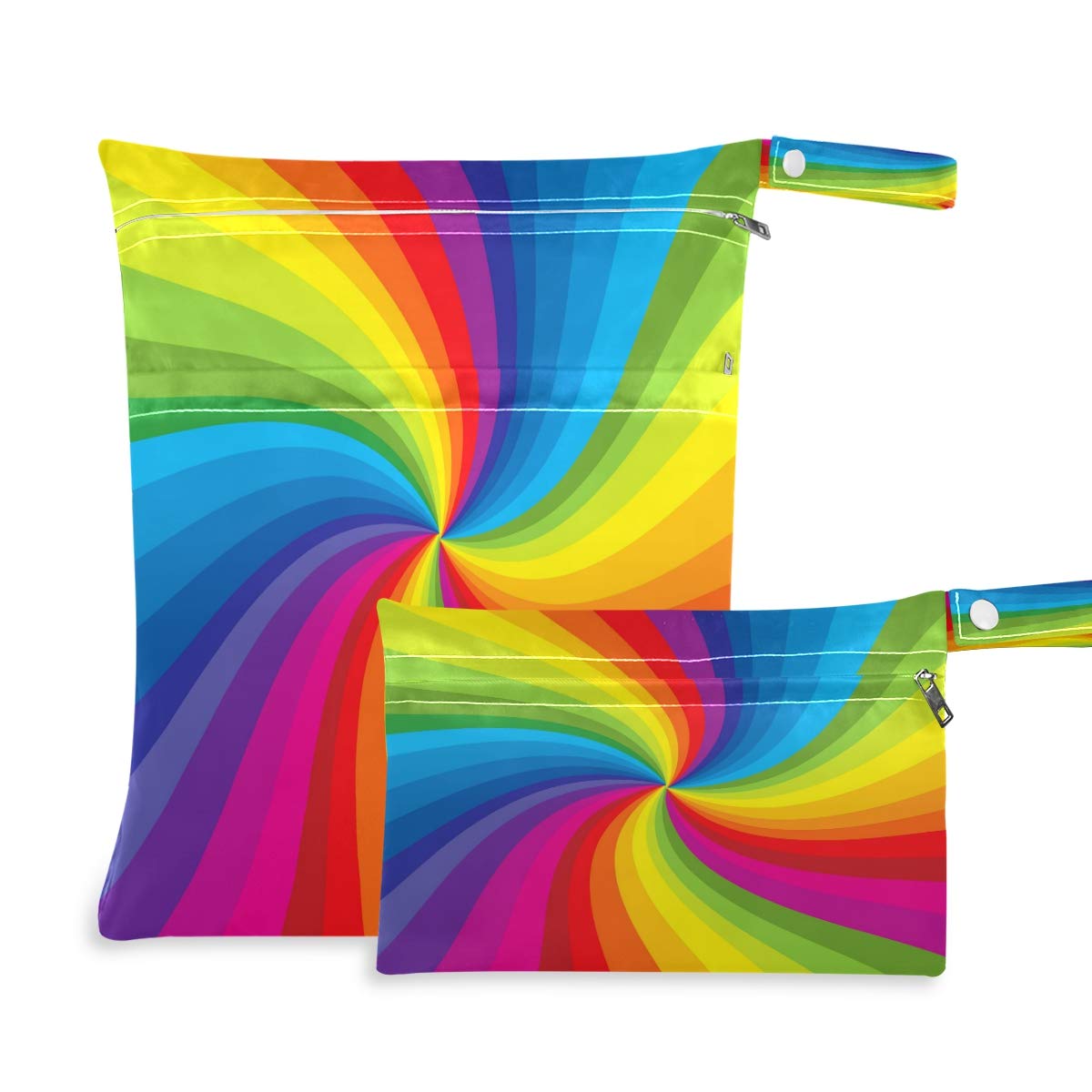 Blueangle Reusable Wet Bags 2 Pack - Waterproof Diaper Bag for Baby, Swimwear & Gym Clothes with 2 Zippered Pockets | Perfect for Daycare, Beach Trips & Sports Activities