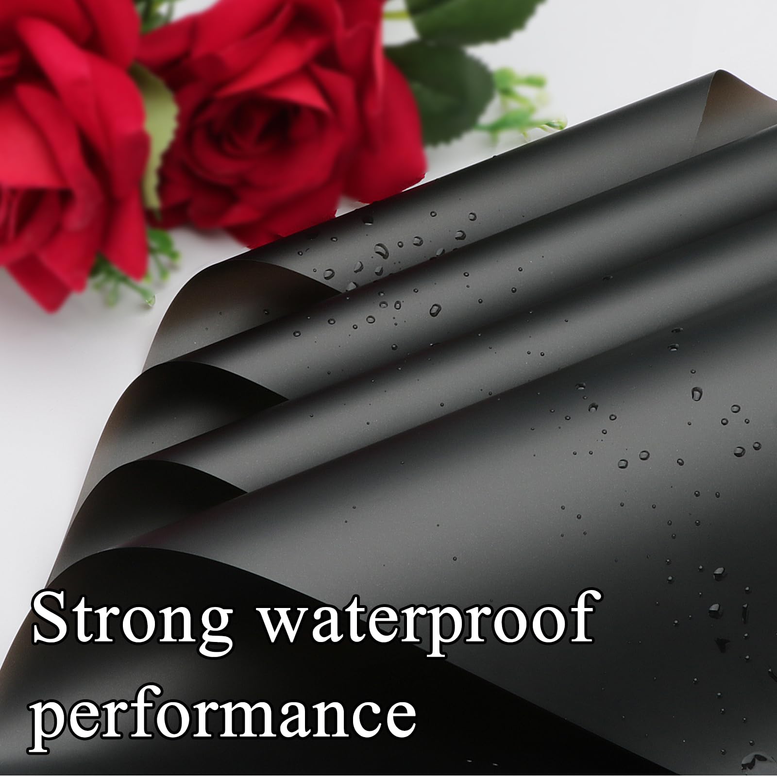24 Sheets Premium Flower Wrapping Paper - Dark Black Gift Packing Paper for Bouquets, Birthday, Wedding, Graduation & Valentine's Day | Ideal for Floral Arrangements, Gift Wrapping & Special Occasions