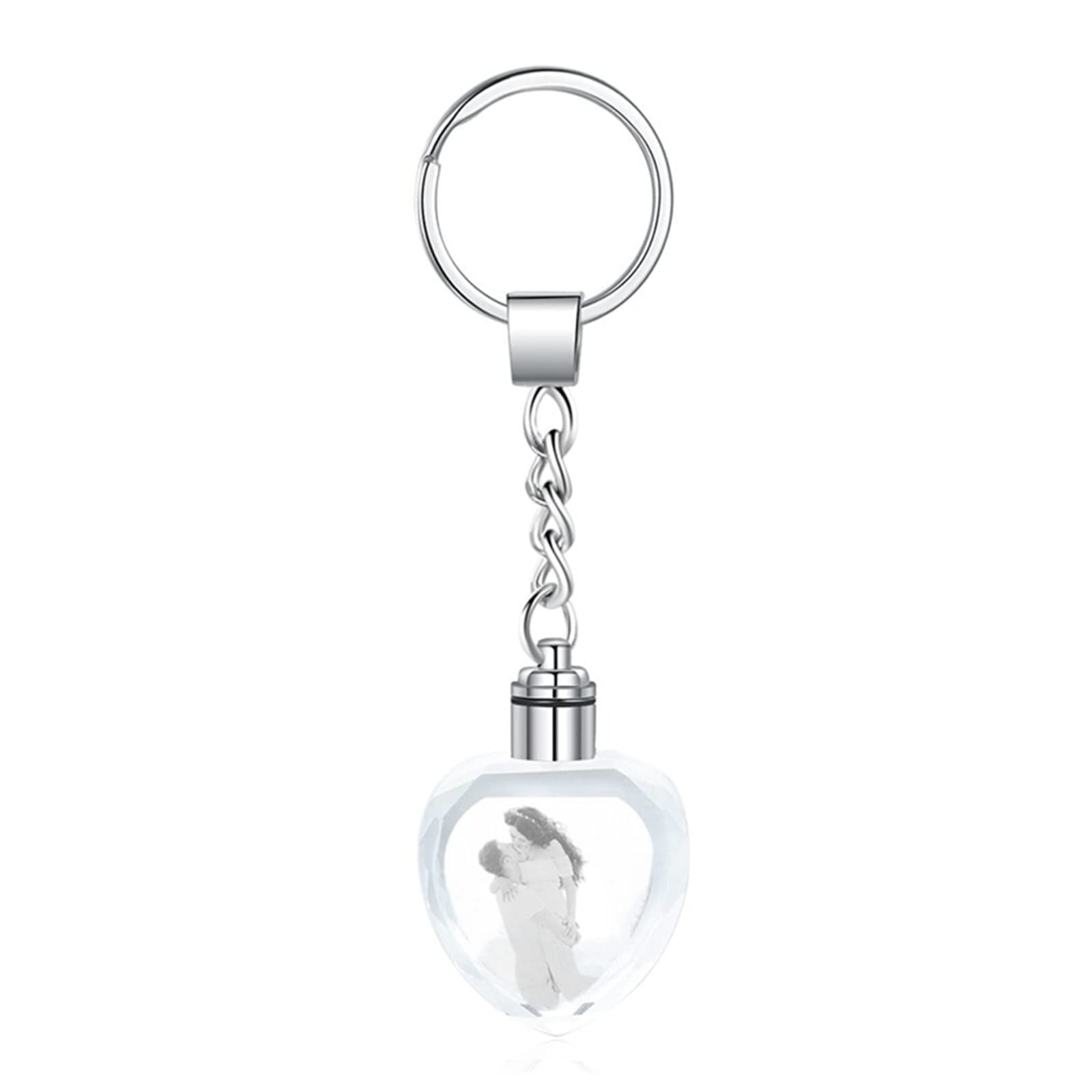 Custom Photo Keychain with LED Light - Personalized Engraved Crystal Keyring for Anniversaries, Gifts - Perfect for Couples, Weddings, Valentines & Special Occasions