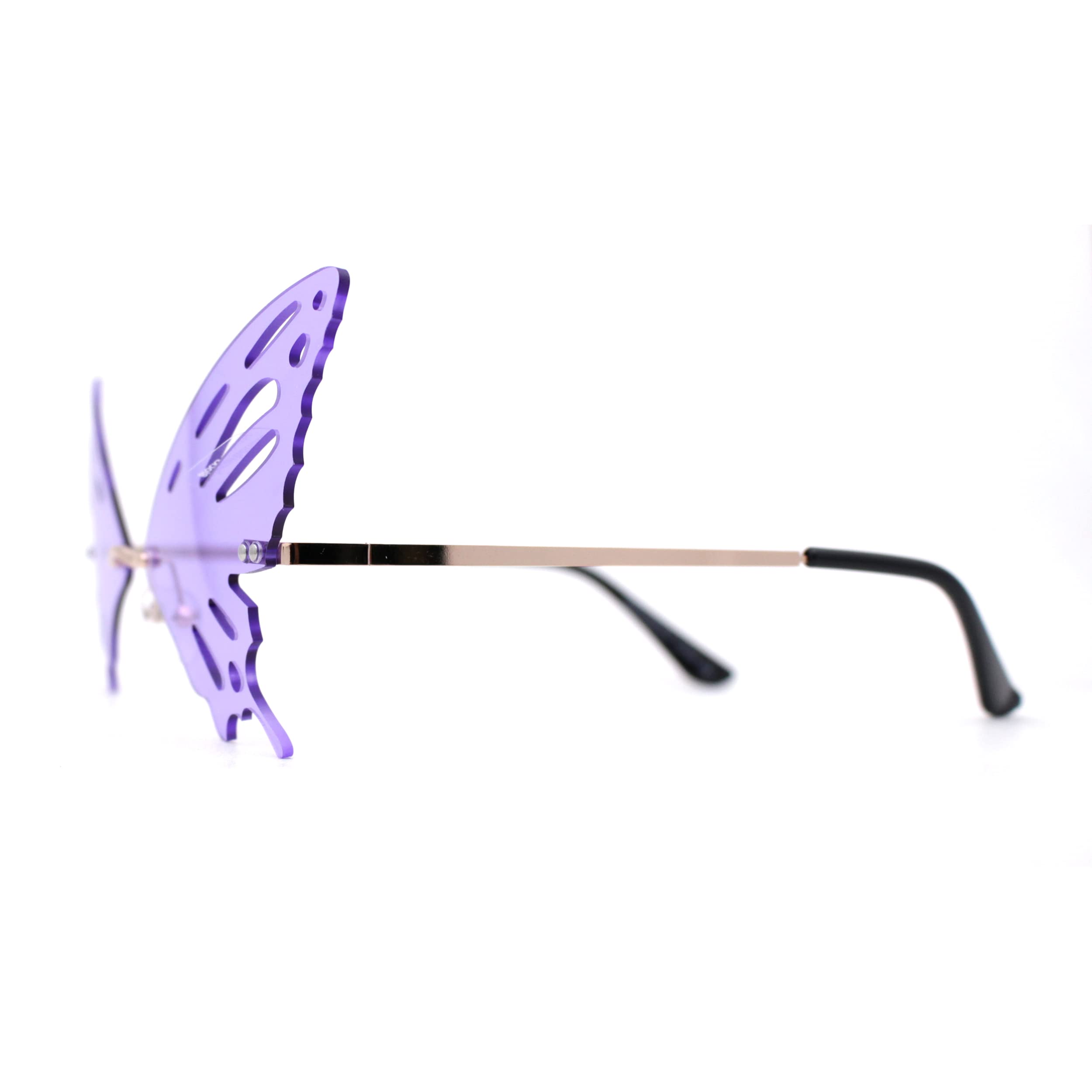 Butterfly Wing Rimless Sunglasses for Women - Unique Party Shades for Summer, Beach, and Festival Outfits - Trendy UV Protection Eyewear