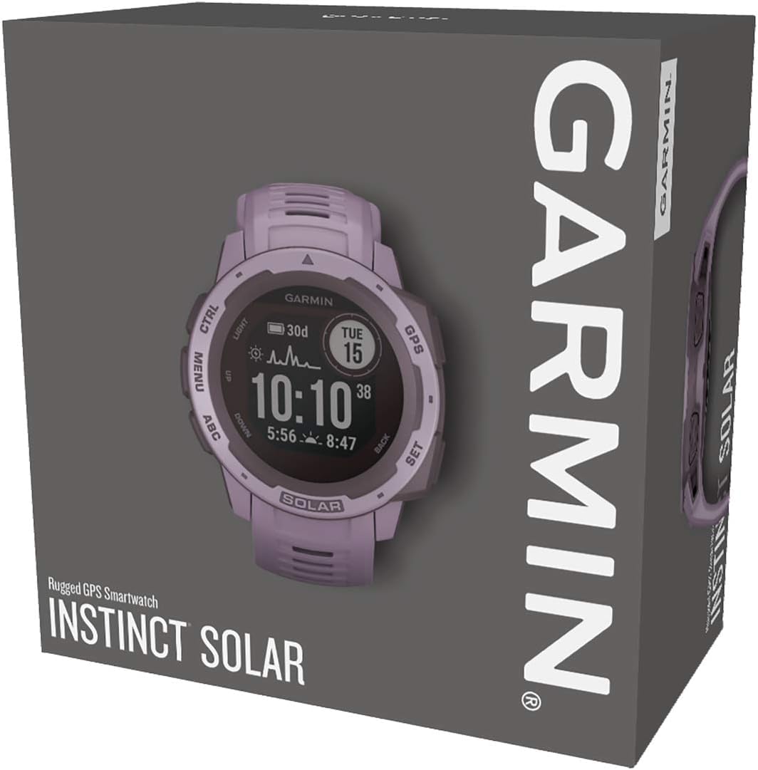 Garmin Instinct SOLAR GPS Smartwatch 45mm - Rugged Outdoor Watch with Built-in Sports Apps, Health Monitoring & Solar Charging | Ultralight Design, 24-Day Battery Life (Orchid) | Perfect for Hiking, Running & Adventure Activities