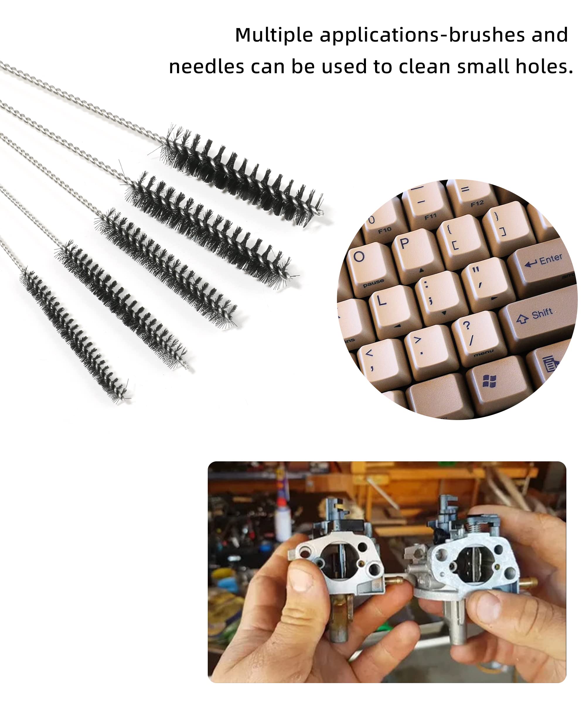 Best Carburetor Cleaner Kit - 13 Cleaning Wires, 5 Nylon Brushes & 10 Needles - Professional Airbrush & Motorcycle Carb Cleaning Set - Perfect for Auto Repair, Engine Maintenance & DIY Mechanics