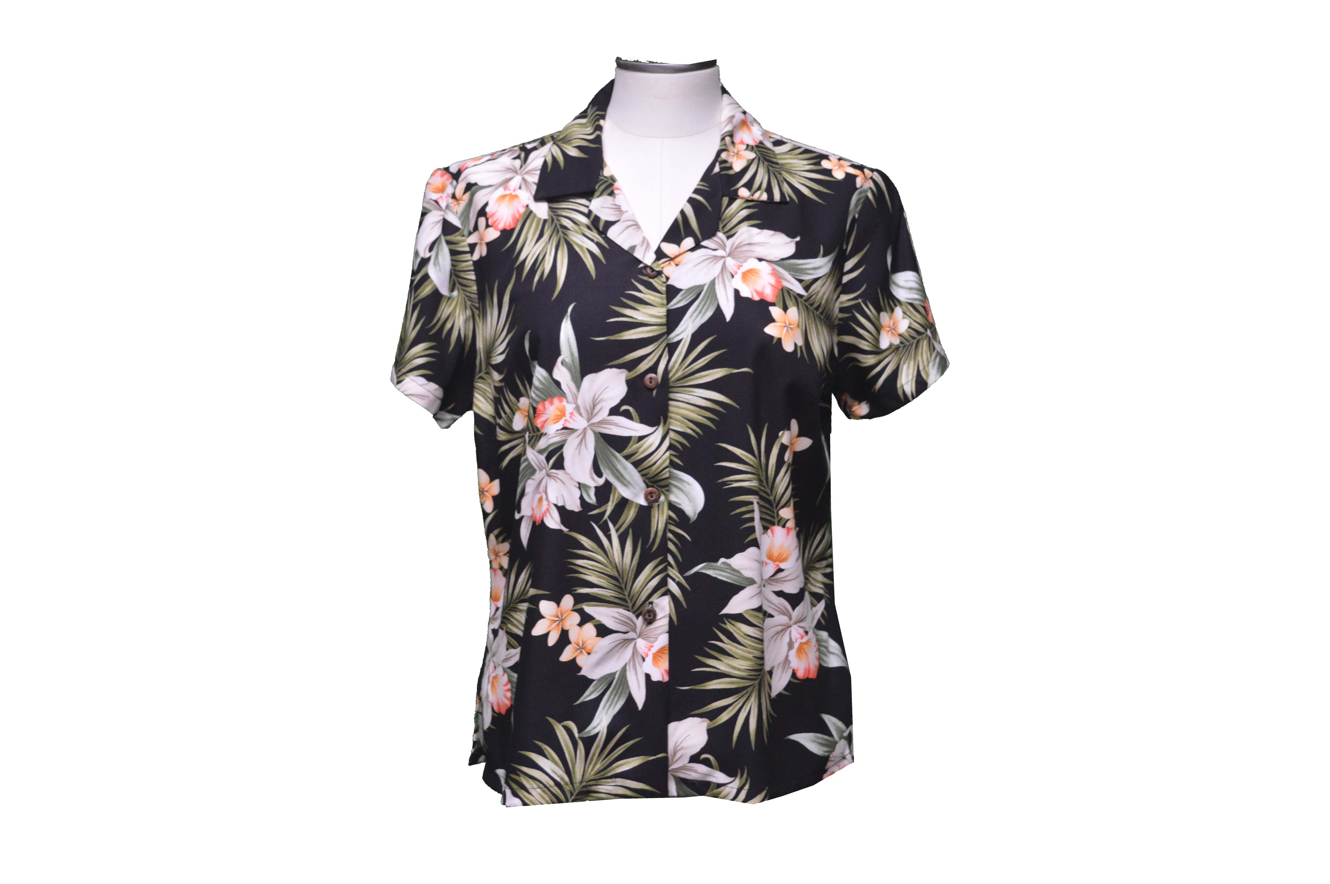 Classic Orchid Women's Aloha Rayon Blouses - Floral Print Hawaiian Shirts for Summer Beach Vacation & Tropical Party Wear