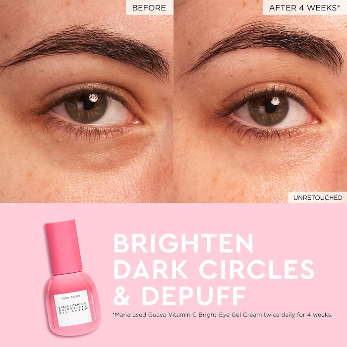Guava Vitamin C Brightening Eye Gel Cream - Dark Circle Treatment & Under Eye Puffiness Relief | Glow Recipe | Hydrating Eye Care for Morning & Night Routine