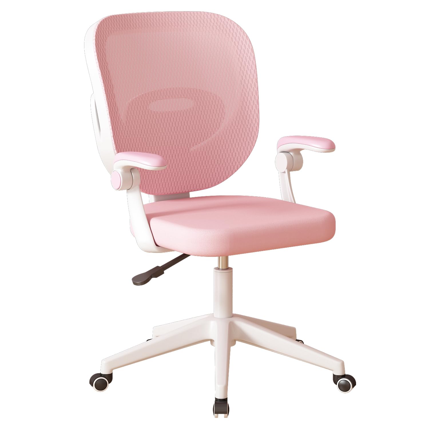 Adjustable Armrest Kids Desk Chair with Wheels - Pink Ergonomic Study & Computer Chair for Boys and Girls - Perfect for Home Office, Online Learning & Gaming