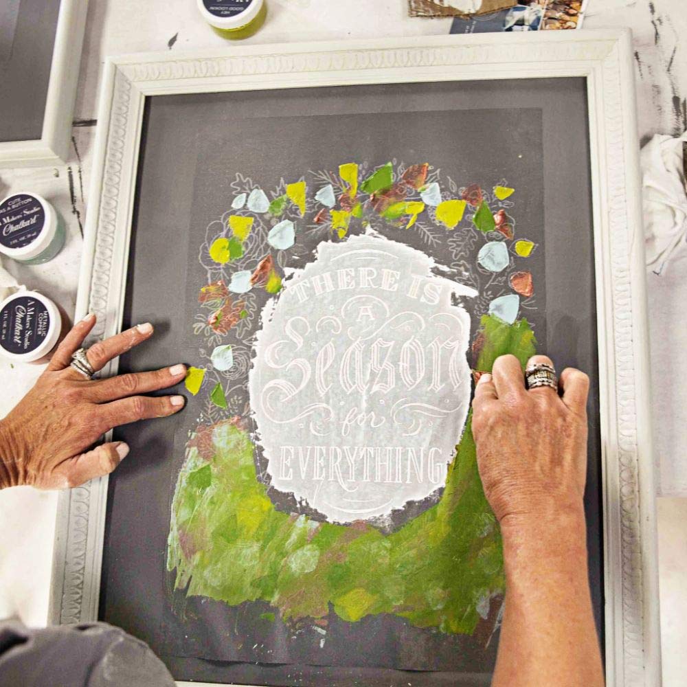 Reusable Mesh Adhesive Stencil 12x18 - Perfect for Chalk Paste Transfers, Silk Screen Printing, DIY Crafts & Home Decor | A Makers' Studio | Ideal for Seasonal Projects, Wall Art & Fabric Designs