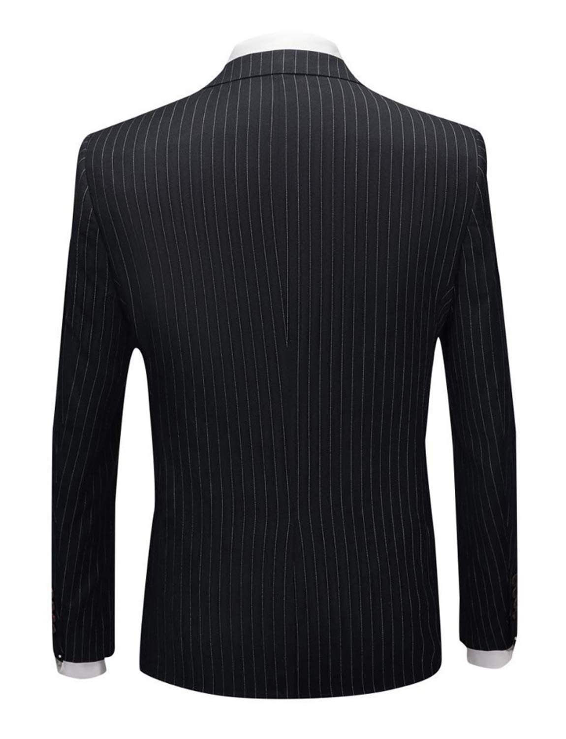 Men's Slim Fit Pinstripe Suit Set with Peaked Lapel Jacket & Vest - Formal Business Attire for Weddings, Interviews & Office Wear