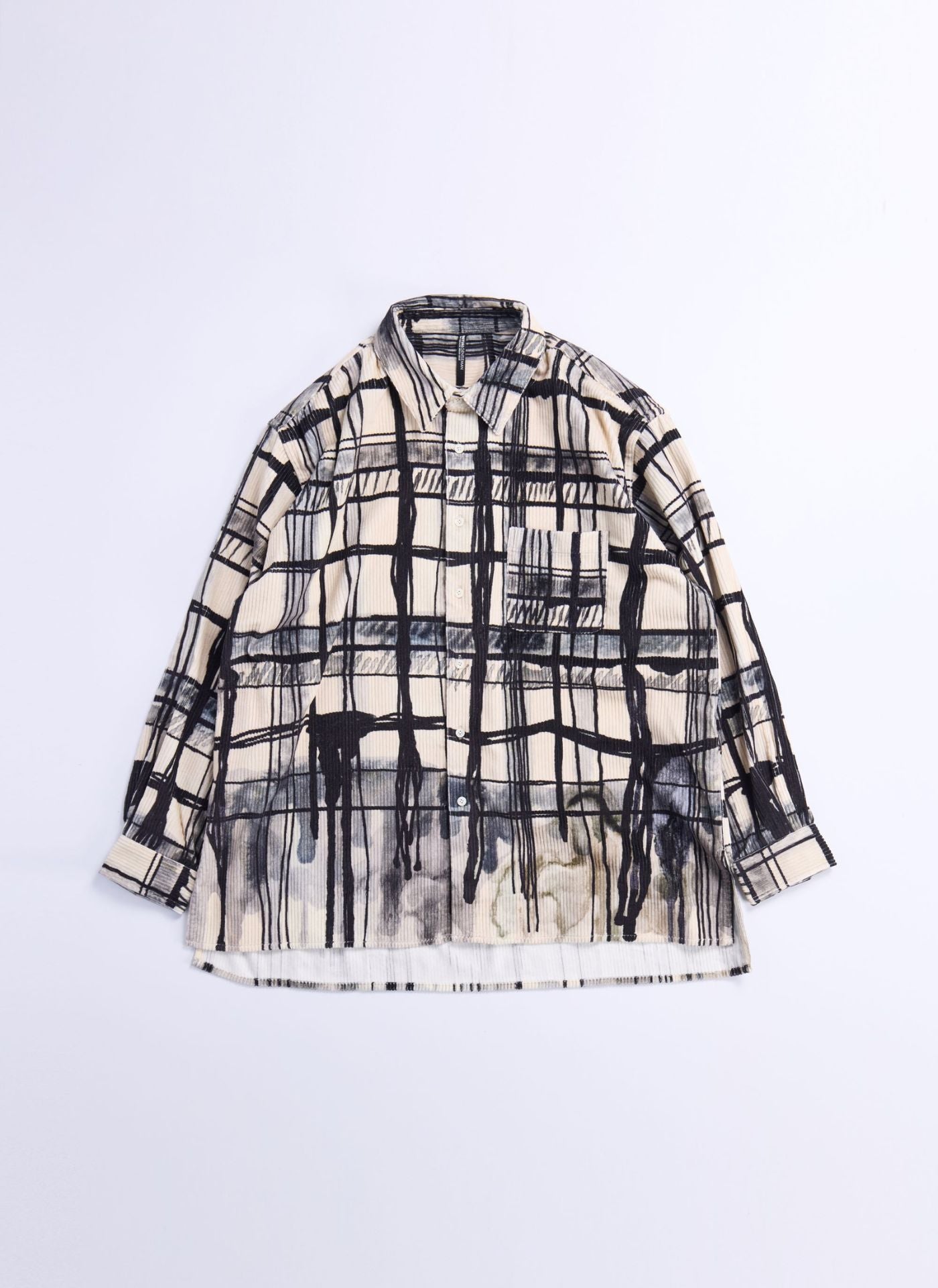 Stylish Cotton Corduroy Hand-Drawn Checkers Shirt for Men & Women | Vintage Plaid Button-Up Top for Casual Wear, Fall Fashion, and Outdoor Activities