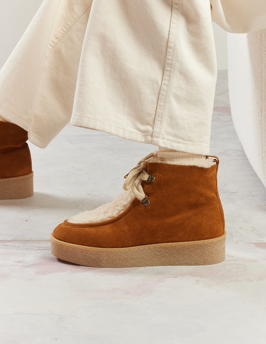 Anouck Suede Amber Fur Boots - Women's Winter Fashion Boots for Cold Weather & Outdoor Activities