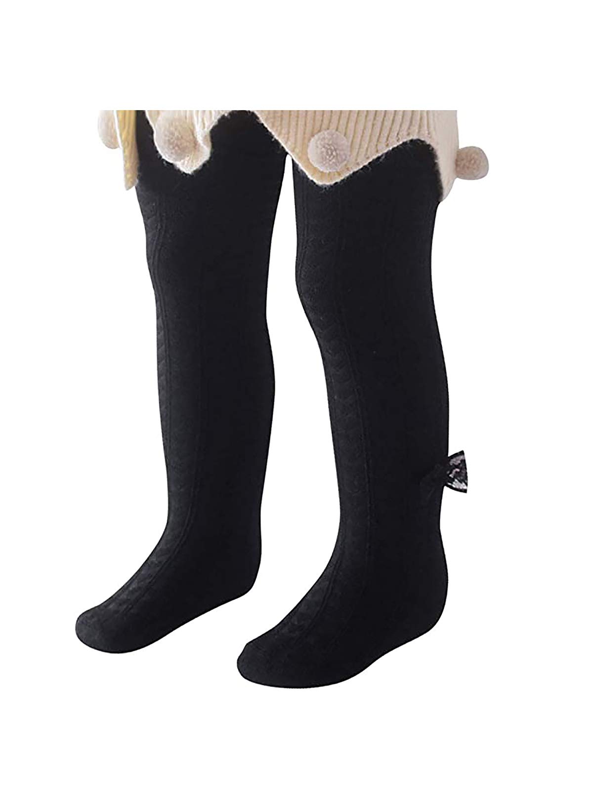 **Azue Baby Girls Cable Knit Leggings - Soft Seamless Toddler Tights with Bowknot - Warm Winter Infant Pants & Stockings for Newborns - Perfect for Playtime, Daycare & Family Outings**